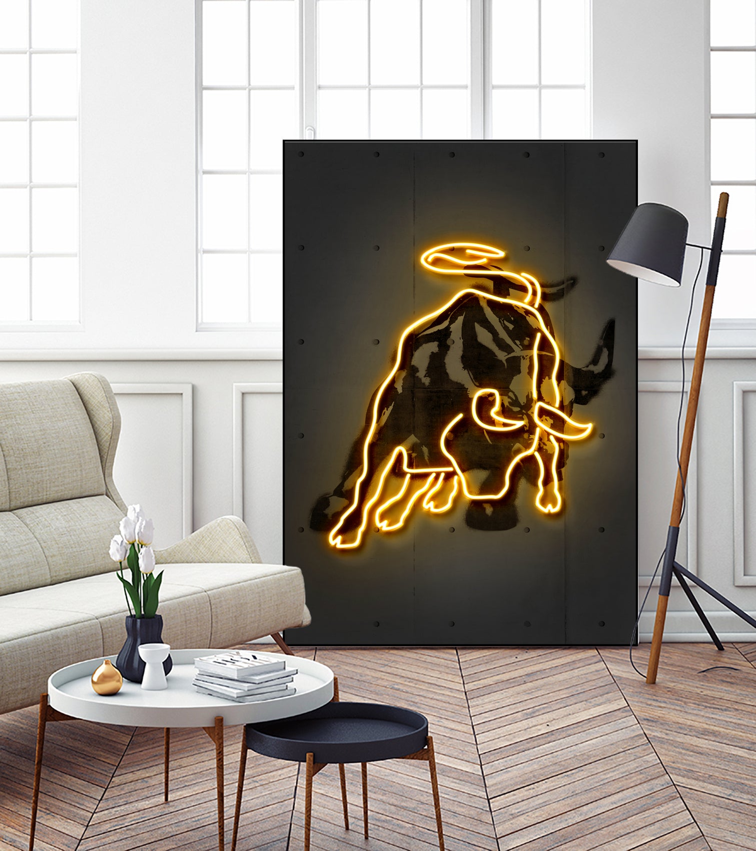 Bull by Octavian Mihai Mielu on GIANT ART - yellow digital drawing