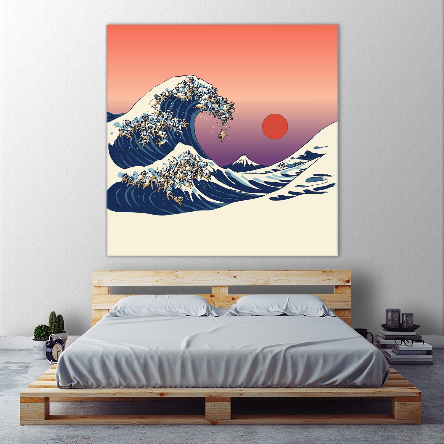 The Great Wave of Pug by ChalermPhol Harnchakkham on GIANT ART - orange digital drawing