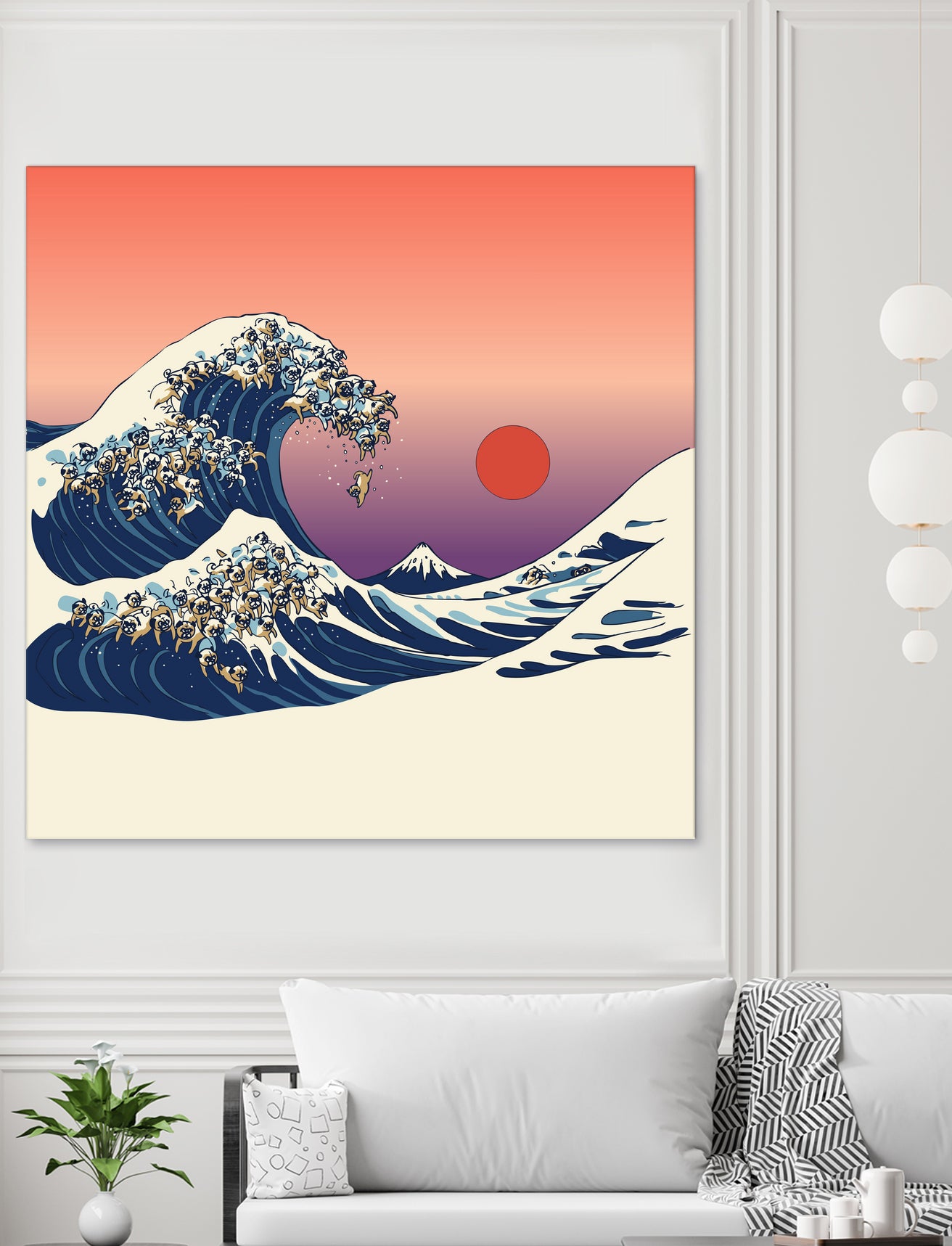 The Great Wave of Pug by ChalermPhol Harnchakkham on GIANT ART - orange digital drawing