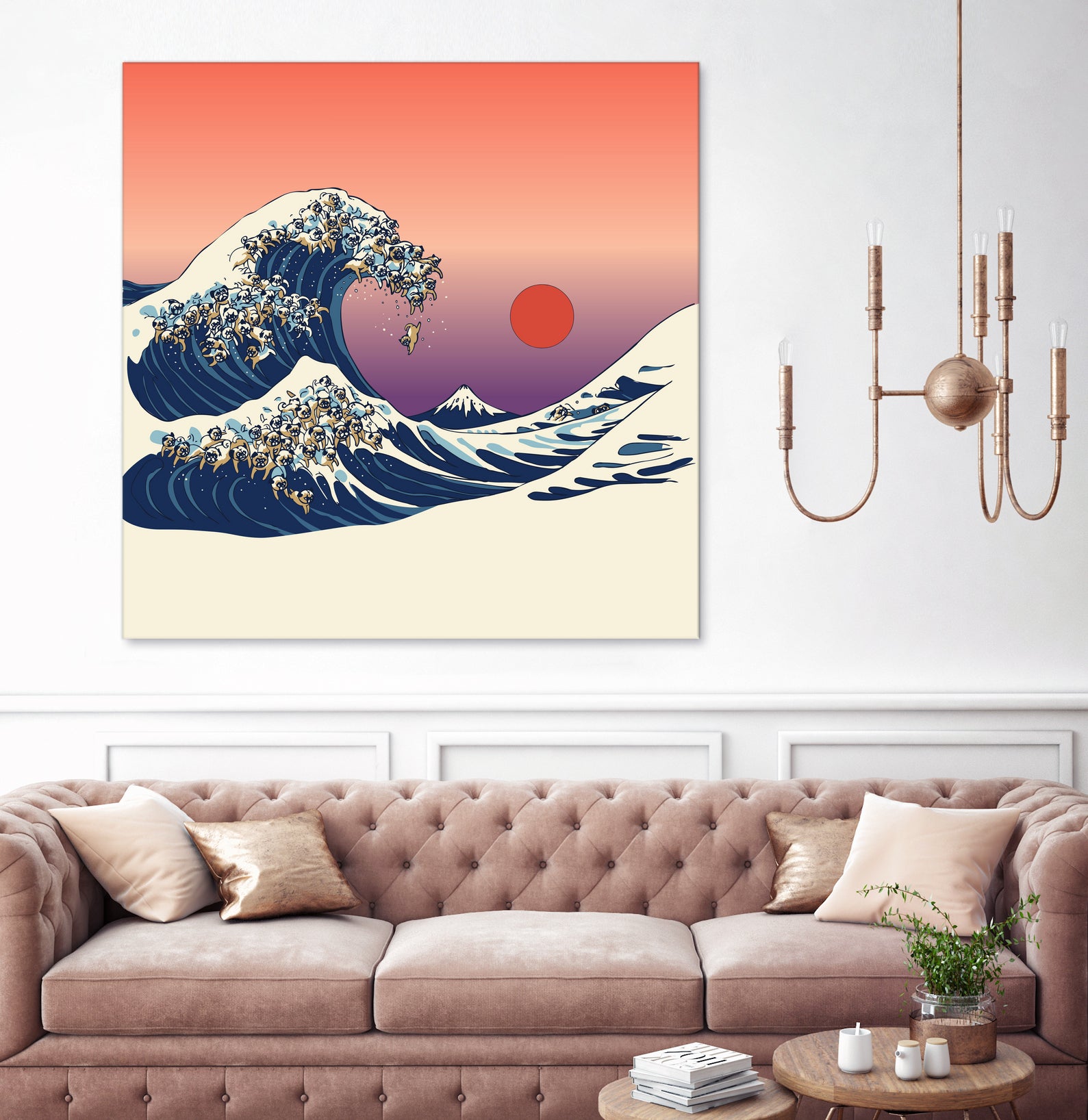 The Great Wave of Pug by ChalermPhol Harnchakkham on GIANT ART - orange digital drawing