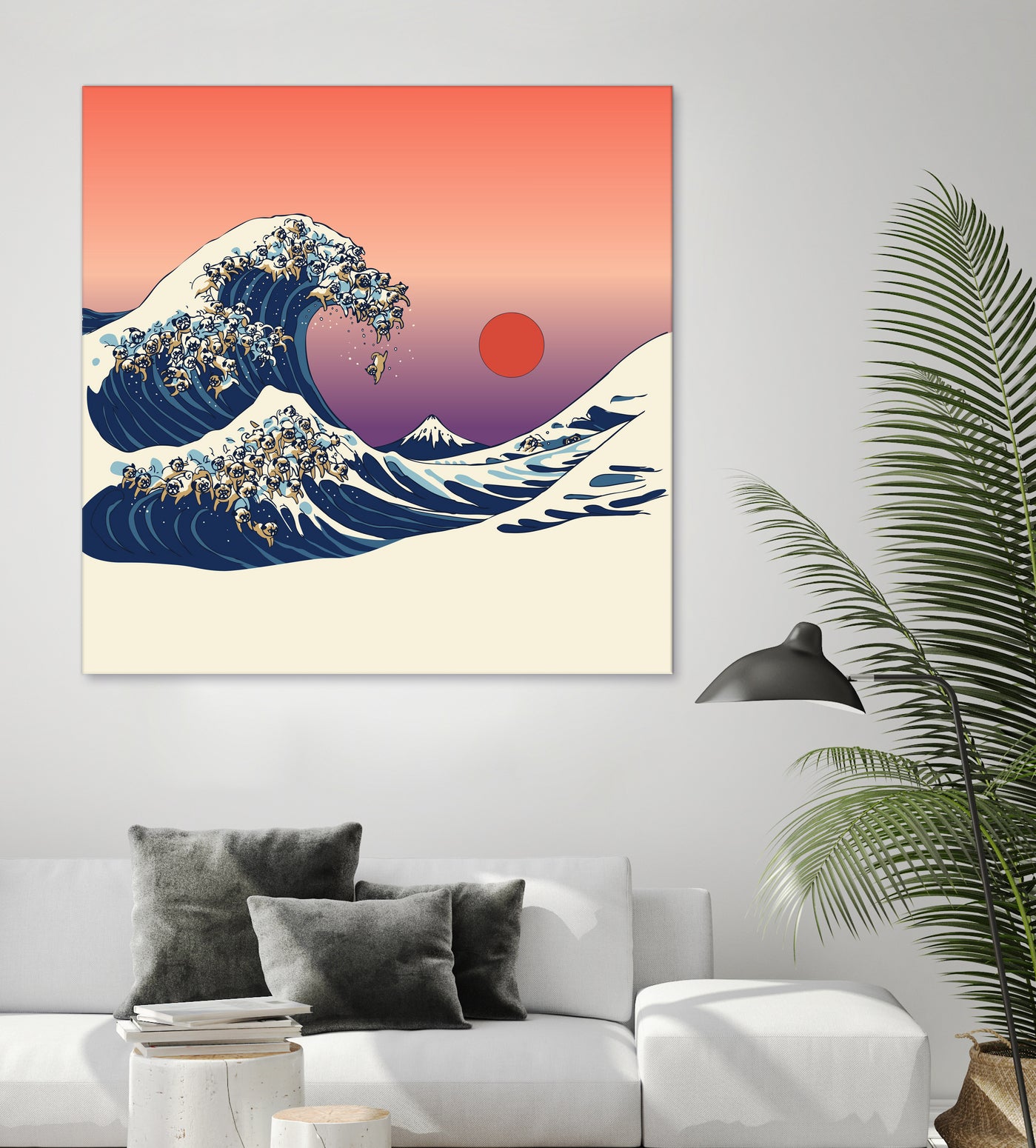 The Great Wave of Pug by ChalermPhol Harnchakkham on GIANT ART - orange digital drawing