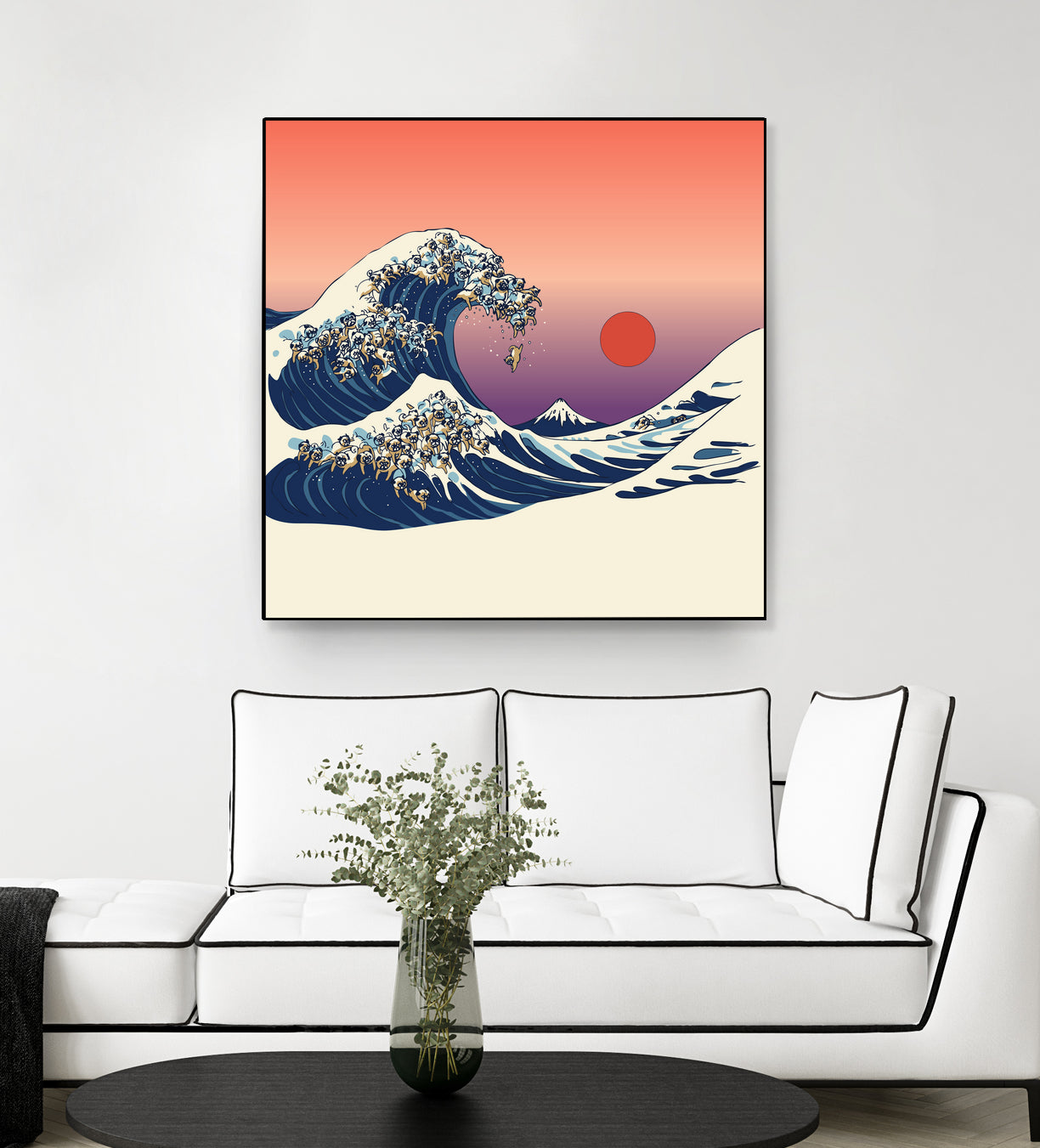 The Great Wave of Pug by ChalermPhol Harnchakkham on GIANT ART - orange digital drawing