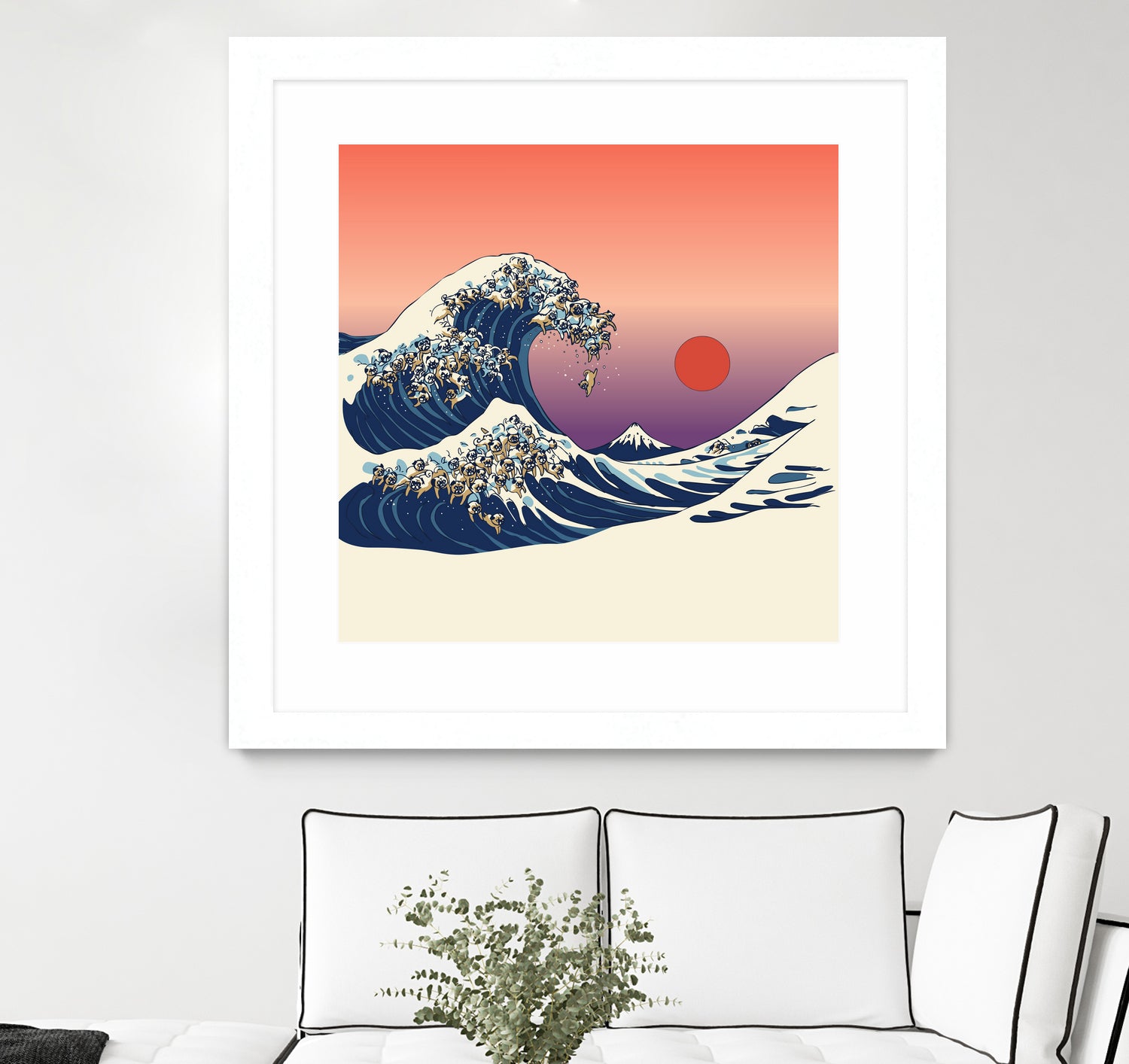 The Great Wave of Pug by ChalermPhol Harnchakkham on GIANT ART - orange digital drawing