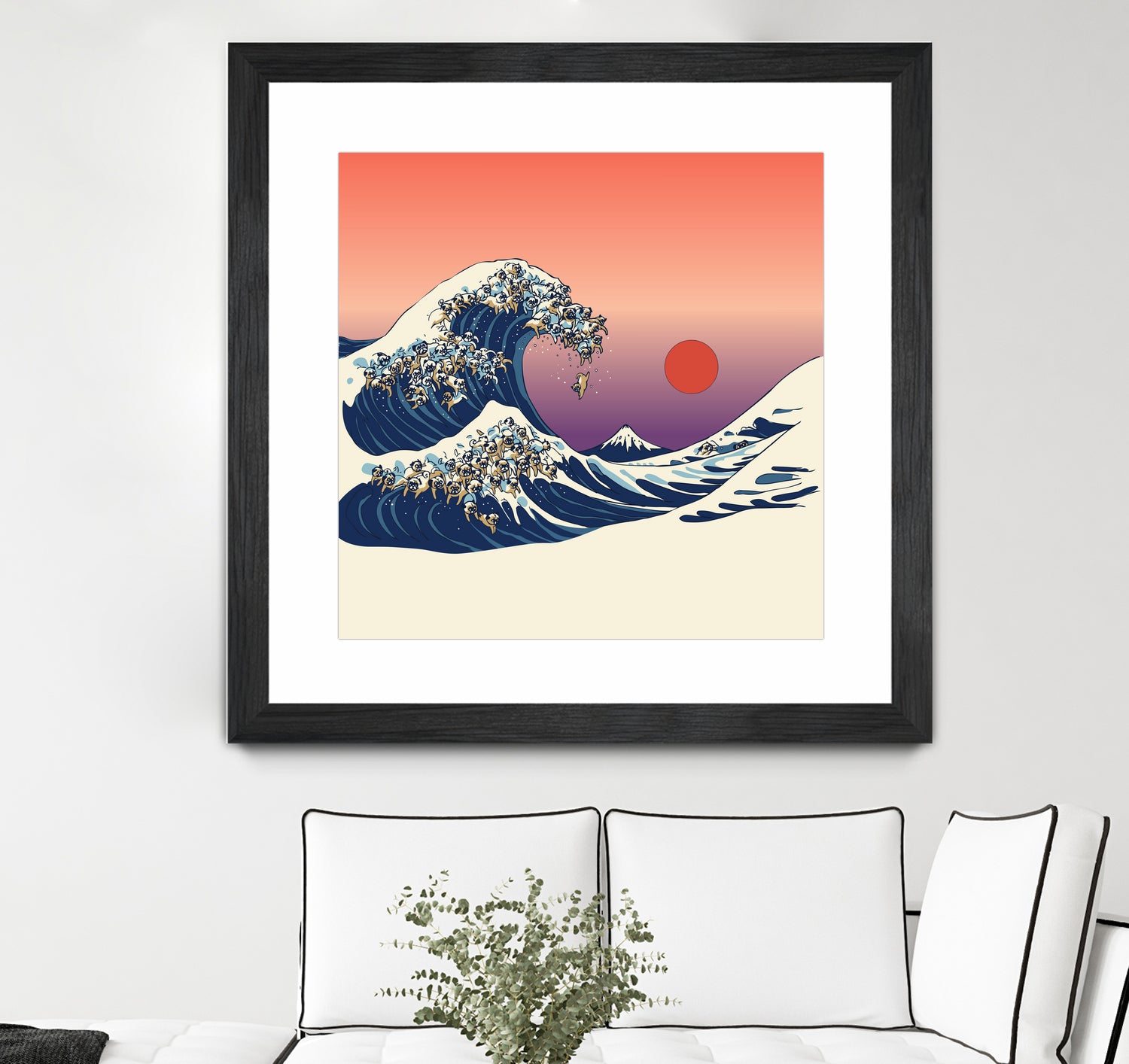 The Great Wave of Pug by ChalermPhol Harnchakkham on GIANT ART - orange digital drawing