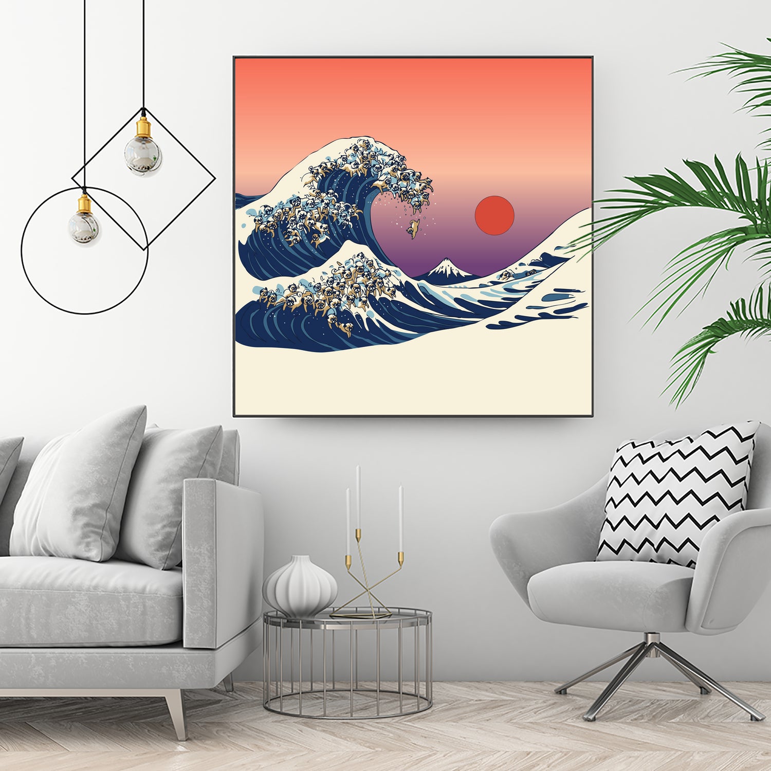 The Great Wave of Pug by ChalermPhol Harnchakkham on GIANT ART - orange digital drawing