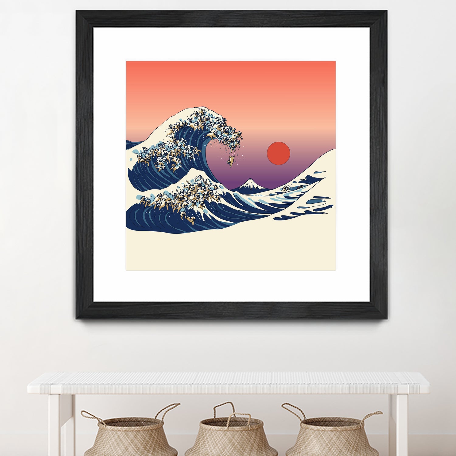 The Great Wave of Pug by ChalermPhol Harnchakkham on GIANT ART - orange digital drawing