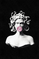 Medusa blowing pink bubblegum bubble by Menelaos Trompoukis on GIANT ART - black digital painting