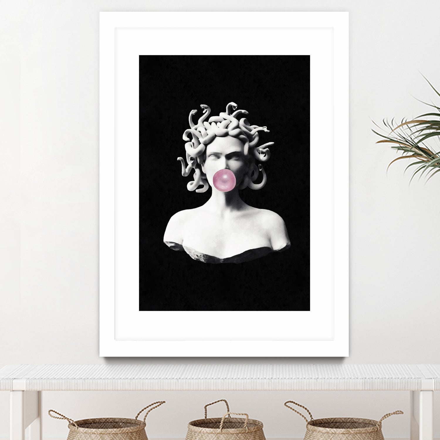 Medusa blowing pink bubblegum bubble by Menelaos Trompoukis on GIANT ART - black digital painting