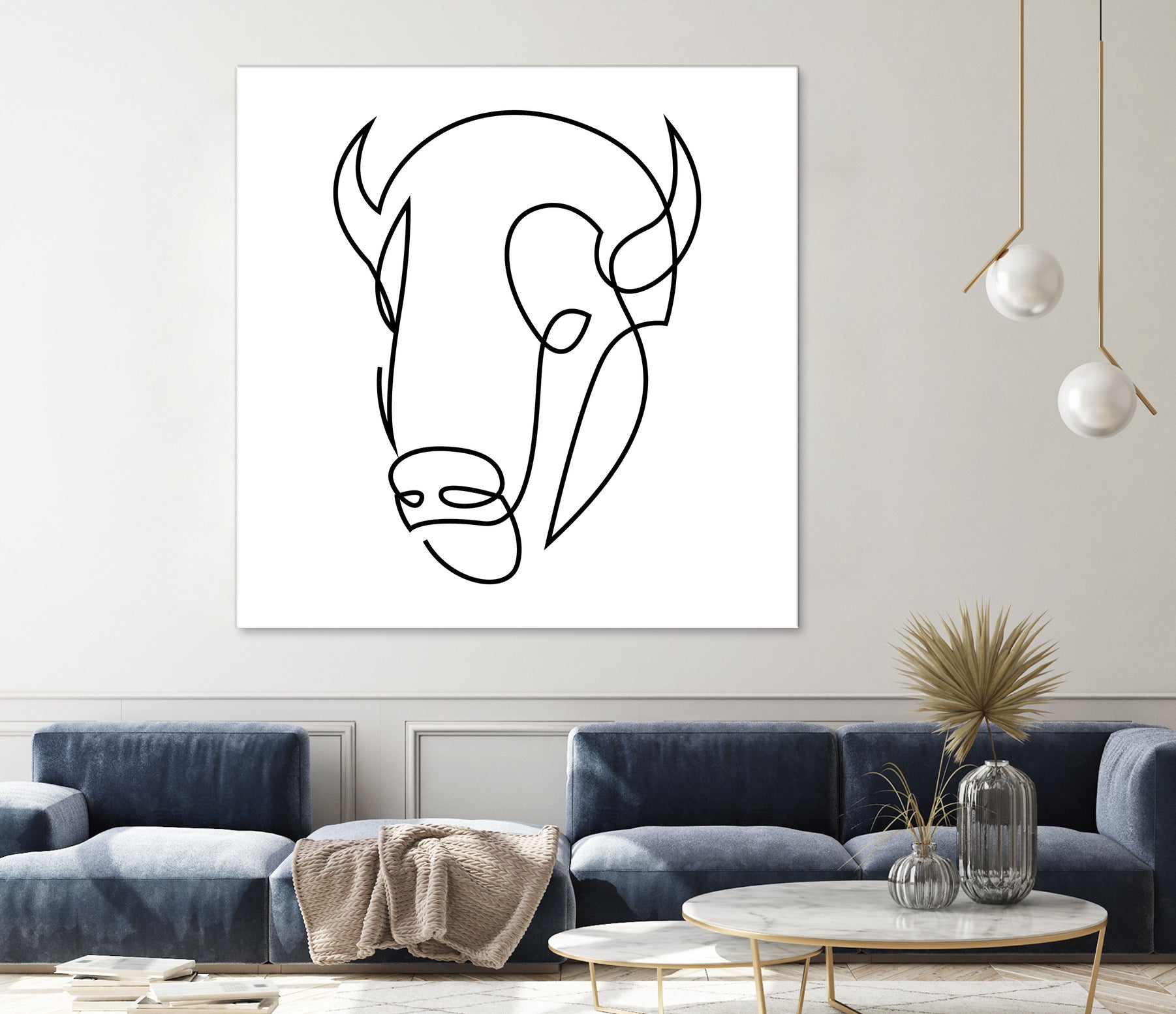 antiquity - one line bull art by Andrew Strugallo on GIANT ART - white digital drawing