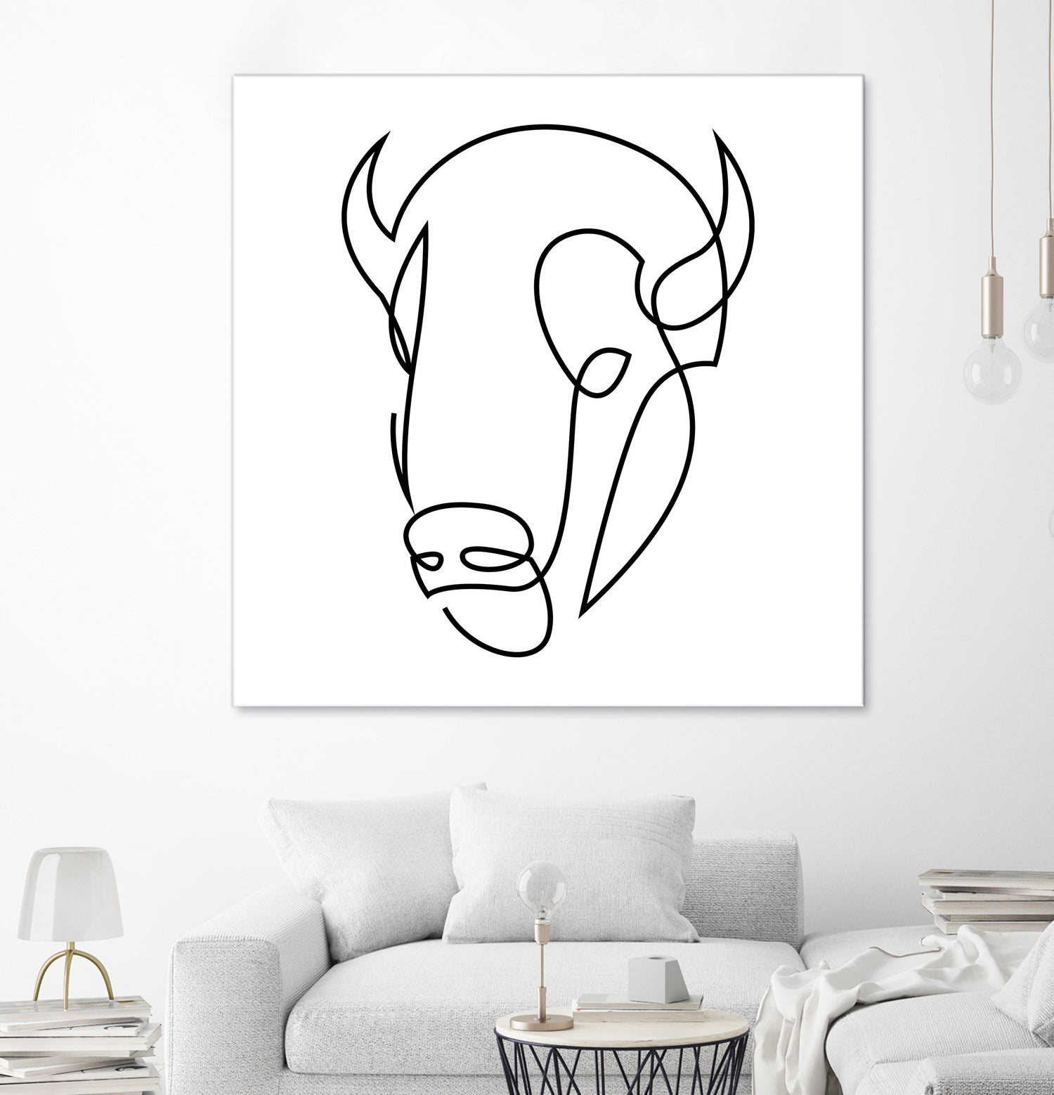 antiquity - one line bull art by Andrew Strugallo on GIANT ART - white digital drawing