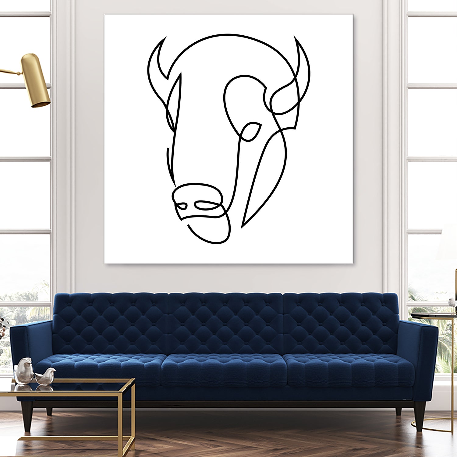 antiquity - one line bull art by Andrew Strugallo on GIANT ART - white digital drawing