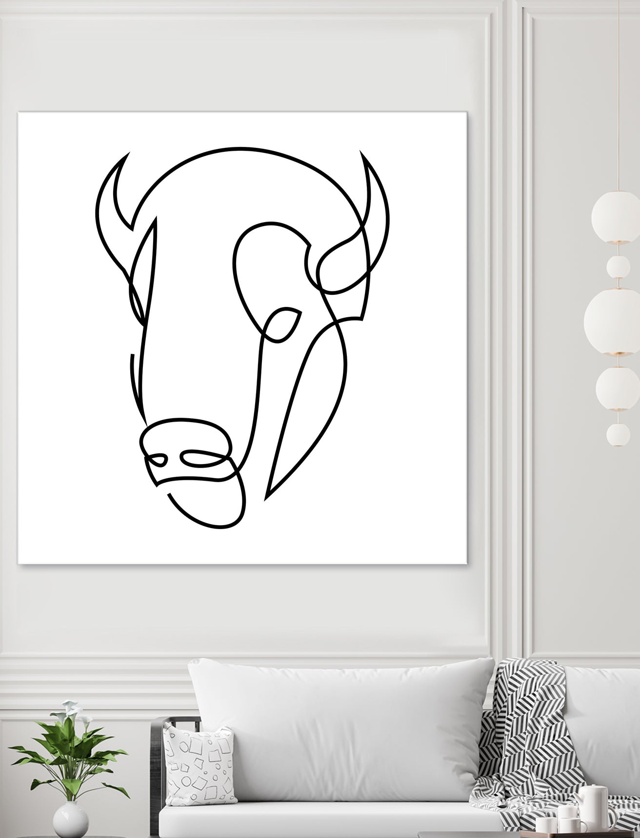 antiquity - one line bull art by Andrew Strugallo on GIANT ART - white digital drawing