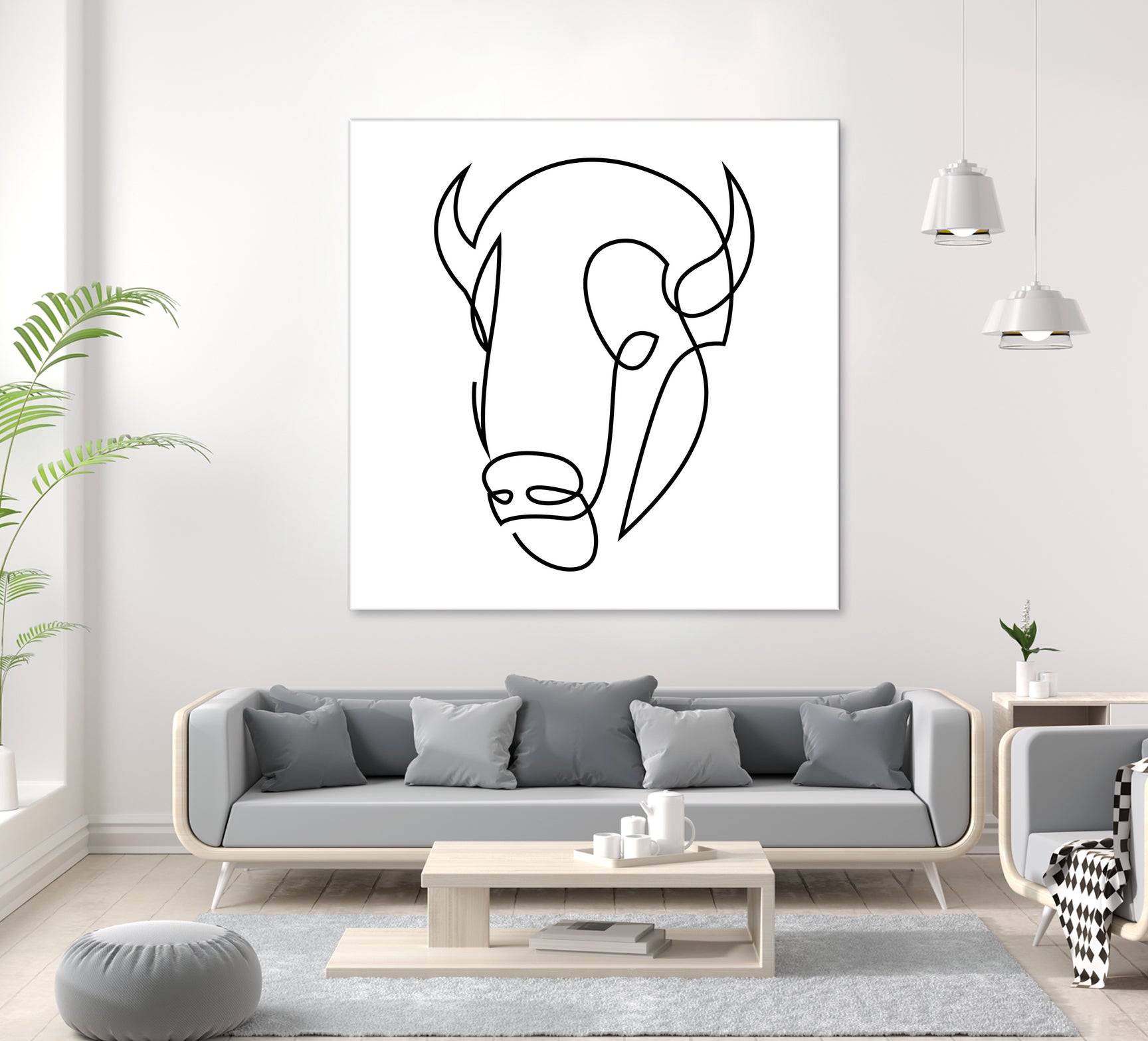 antiquity - one line bull art by Andrew Strugallo on GIANT ART - white digital drawing