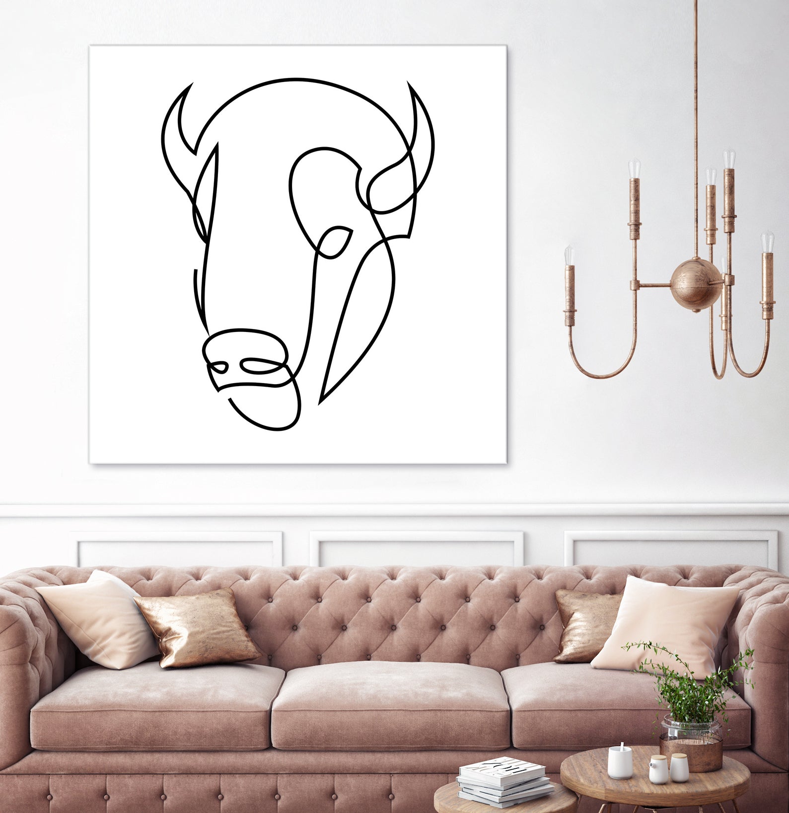 antiquity - one line bull art by Andrew Strugallo on GIANT ART - white digital drawing