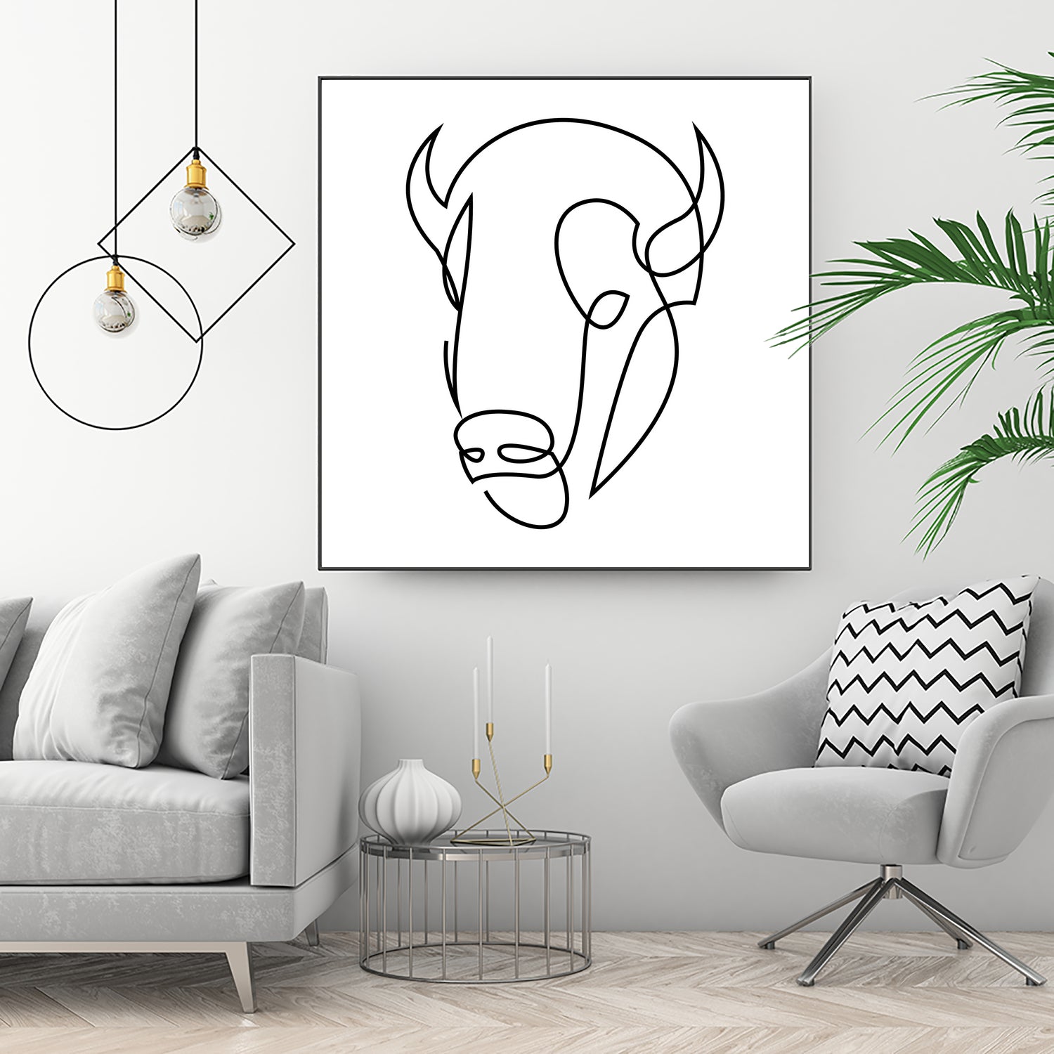 antiquity - one line bull art by Andrew Strugallo on GIANT ART - white digital drawing