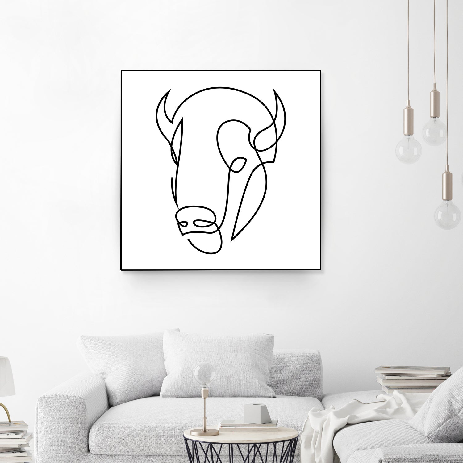 antiquity - one line bull art by Andrew Strugallo on GIANT ART - white digital drawing