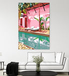 Vacay Villa | Blush Pink Summer Architecture | Tropical by Uma Gokhale on GIANT ART - pink digital painting