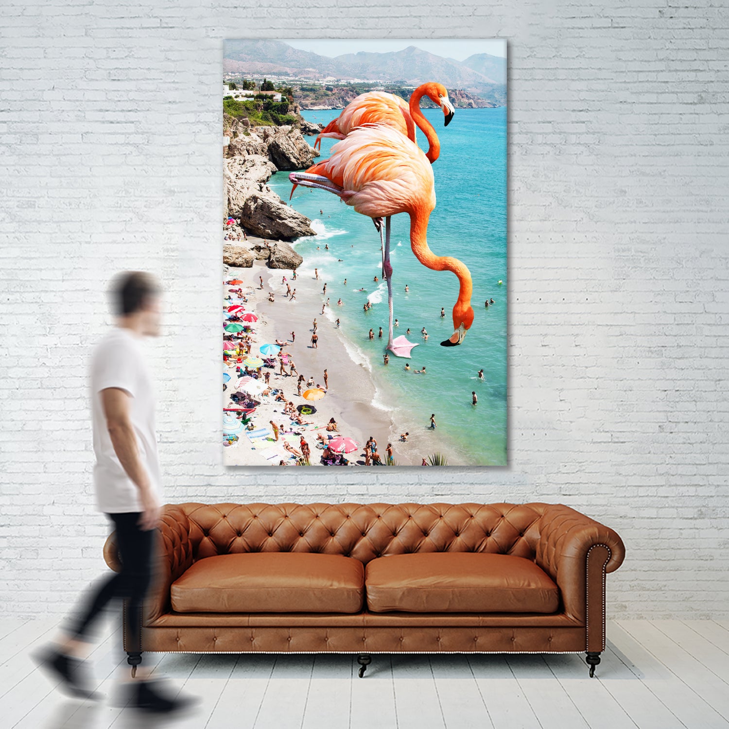 Flamingos on the Beach by Uma Gokhale on GIANT ART - orange photo illustration