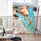 Flamingos on the Beach by Uma Gokhale on GIANT ART - orange photo illustration