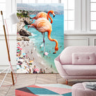 Flamingos on the Beach by Uma Gokhale on GIANT ART - orange photo illustration