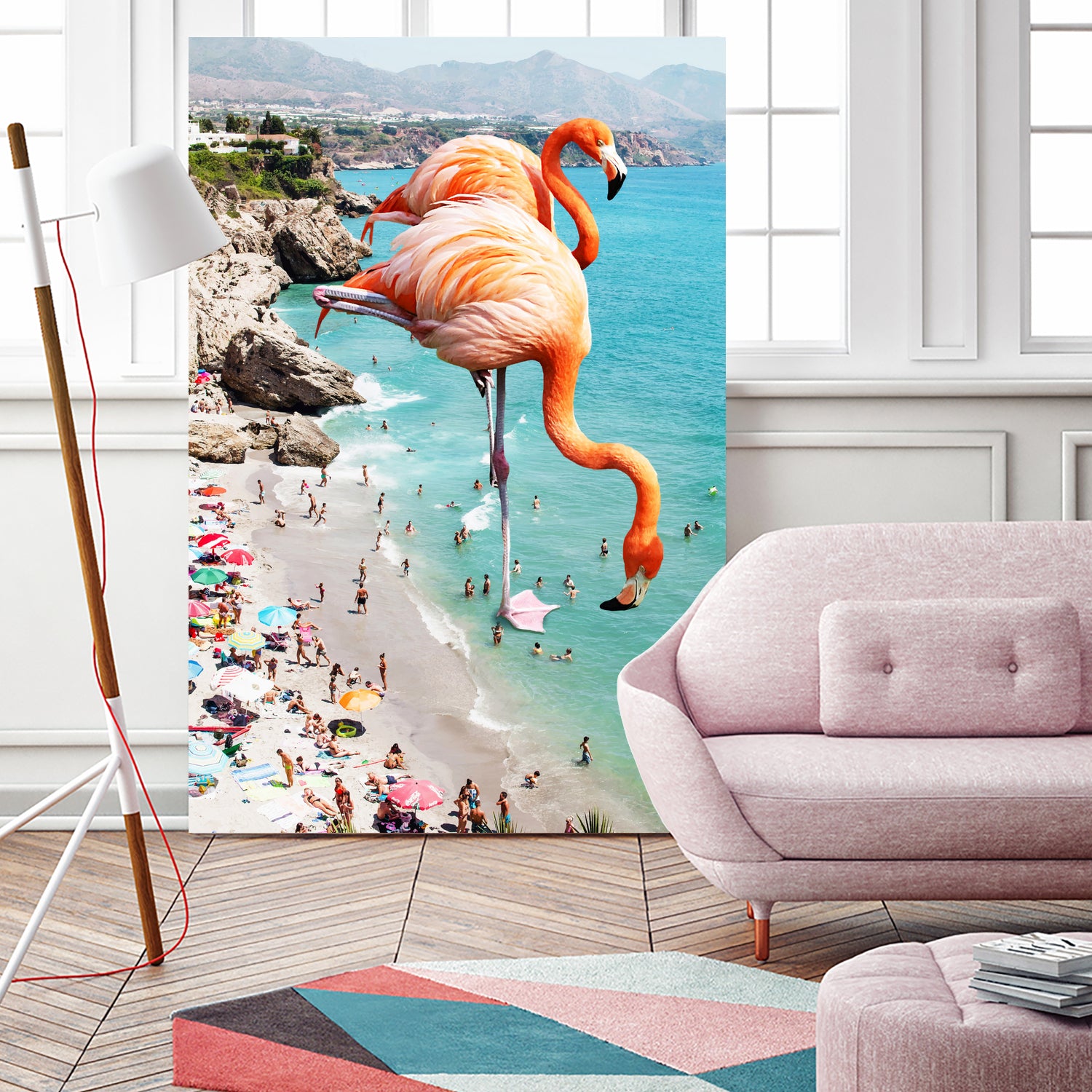 Flamingos on the Beach by Uma Gokhale on GIANT ART - orange photo illustration