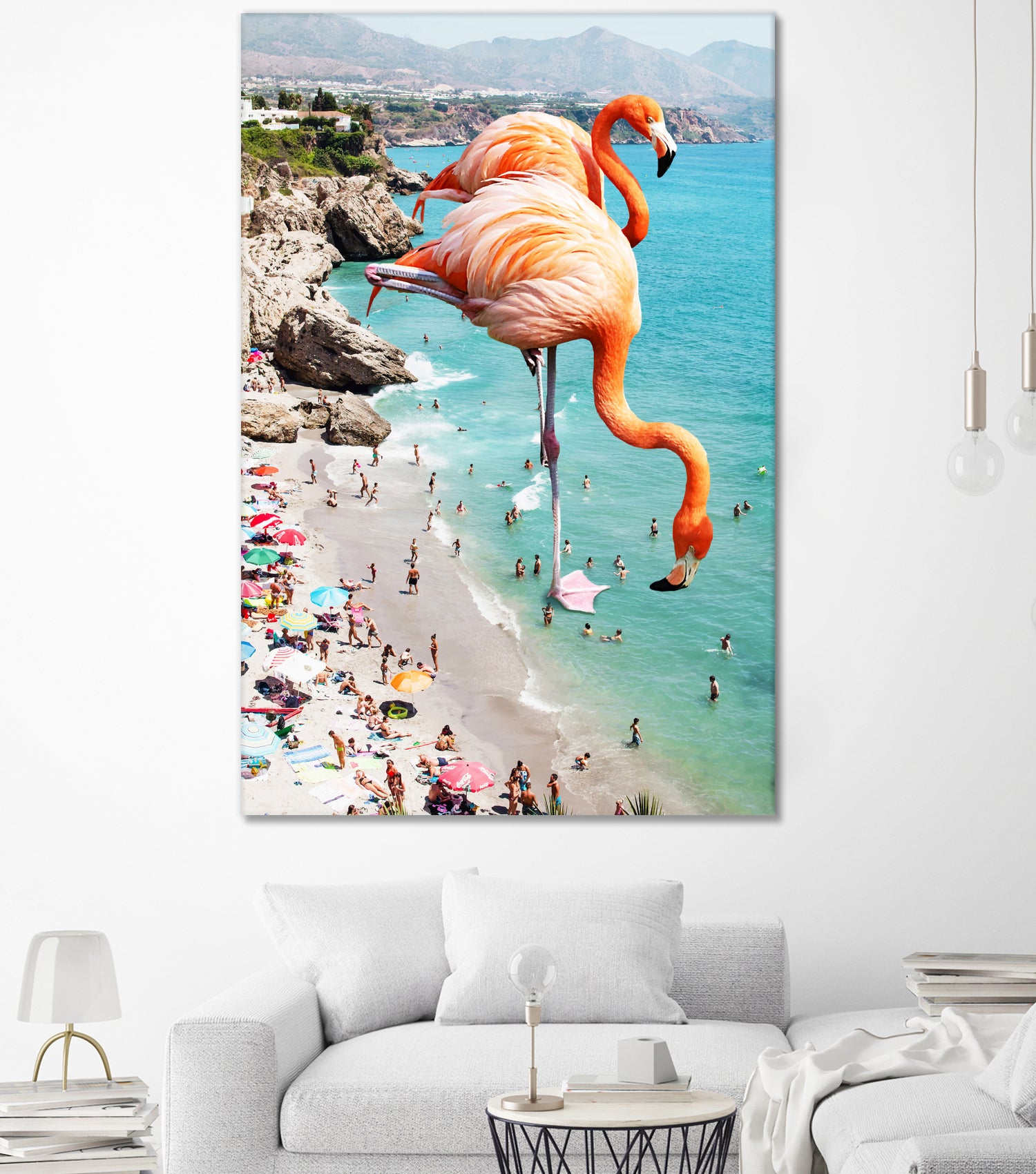 Flamingos on the Beach by Uma Gokhale on GIANT ART - orange photo illustration