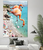 Flamingos on the Beach by Uma Gokhale on GIANT ART - orange photo illustration