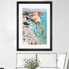 Flamingos on the Beach by Uma Gokhale on GIANT ART - orange photo illustration