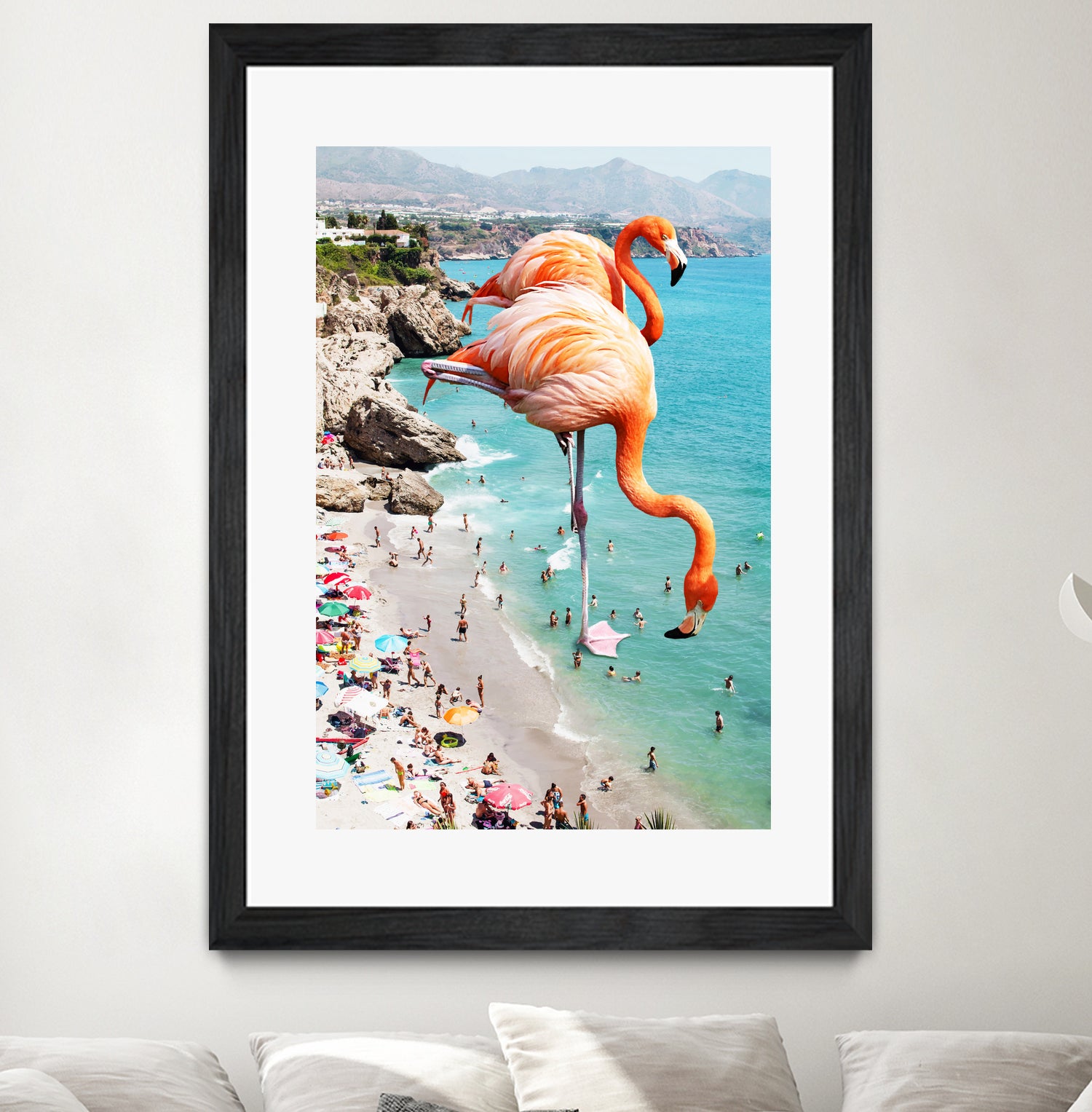 Flamingos on the Beach by Uma Gokhale on GIANT ART - orange photo illustration