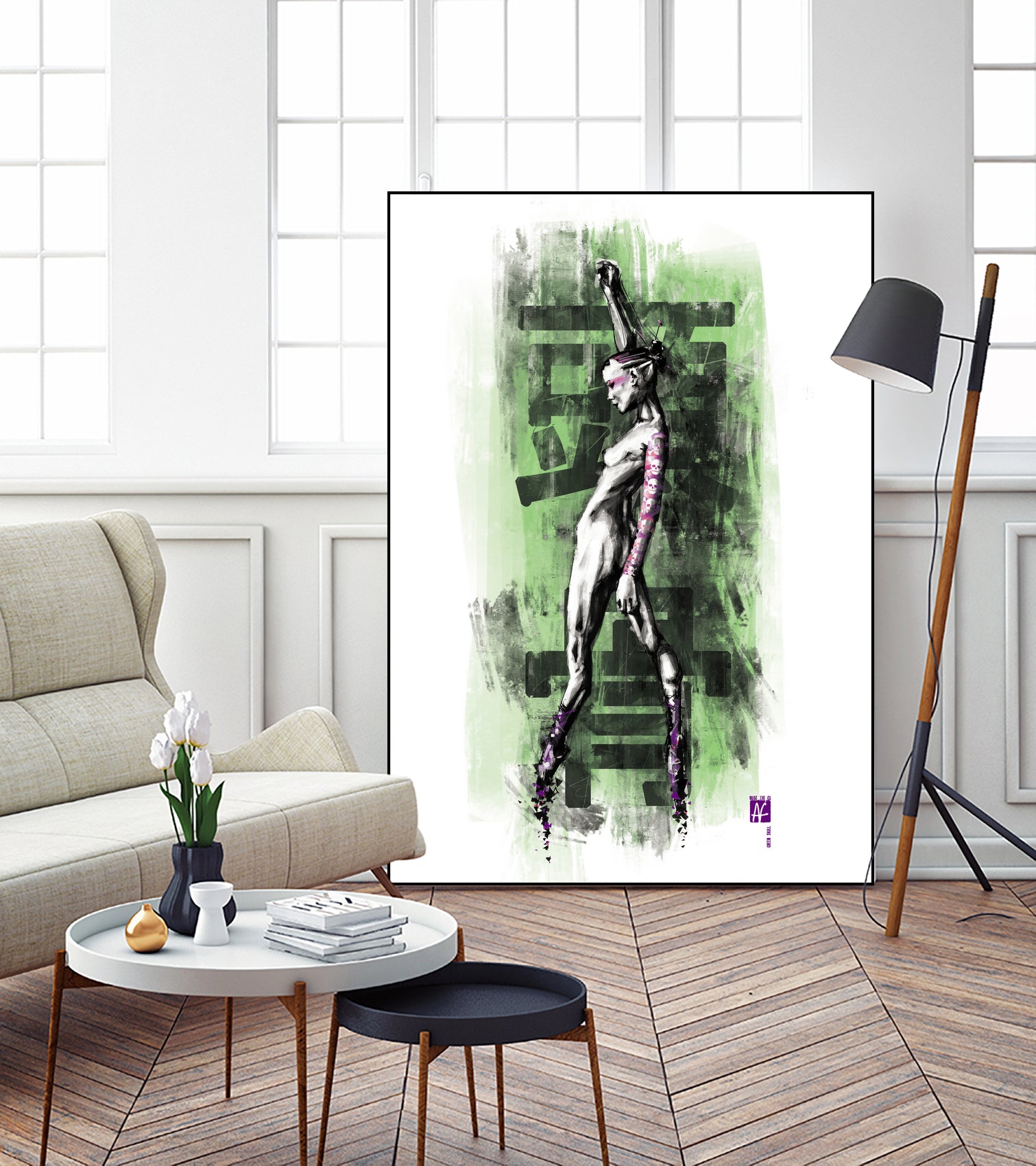 GreenSkull (Naked Ballerina No1) by Radoslav Karanović on GIANT ART - green digital drawing