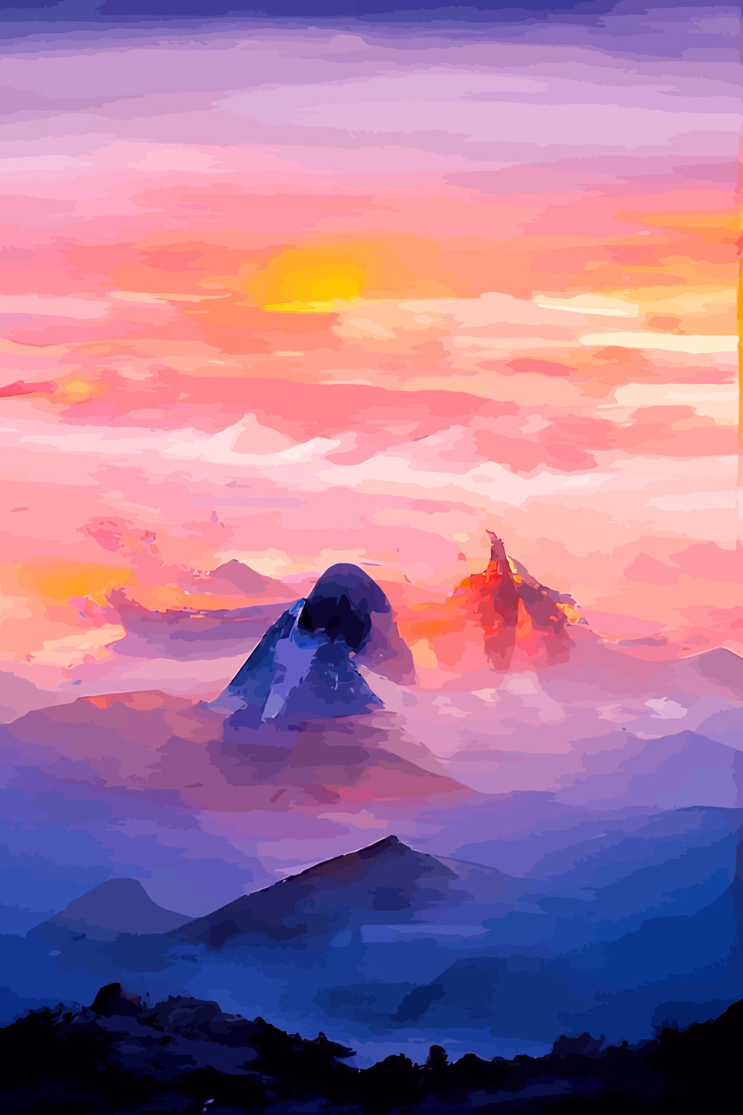 Sunrise Mountain by Andrius Zaxa on GIANT ART - orange digital painting