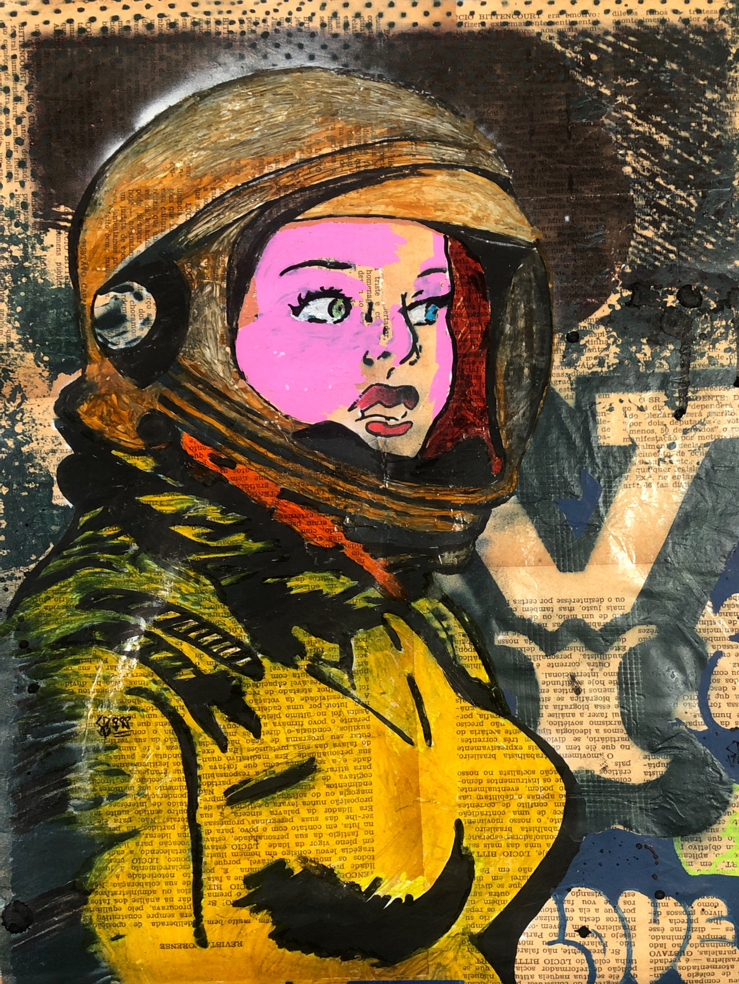 Astronaut | Graffiti  | Pop art | Street-art aesthetics by TULIO ALMEIDA on GIANT ART - orange mixed media