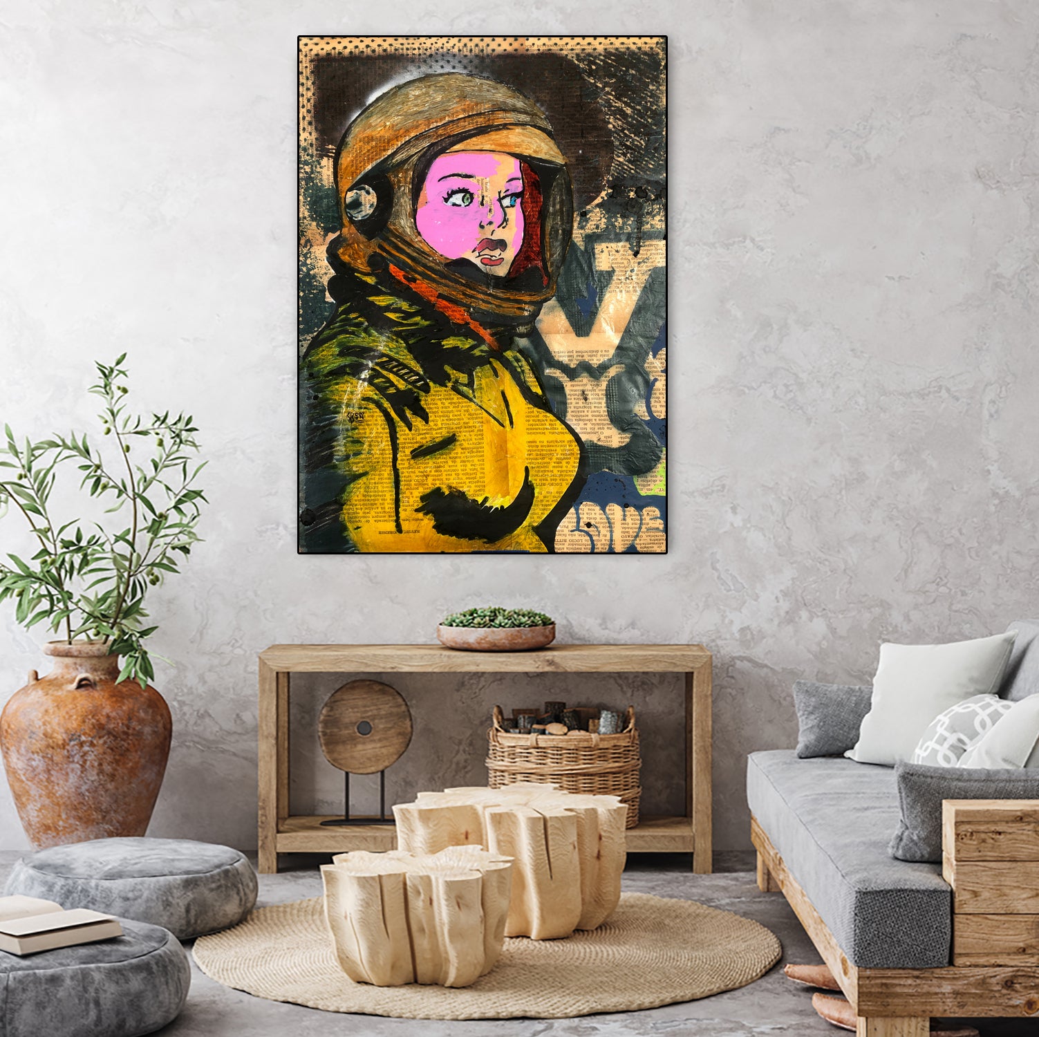 Astronaut | Graffiti  | Pop art | Street-art aesthetics by TULIO ALMEIDA on GIANT ART - orange mixed media