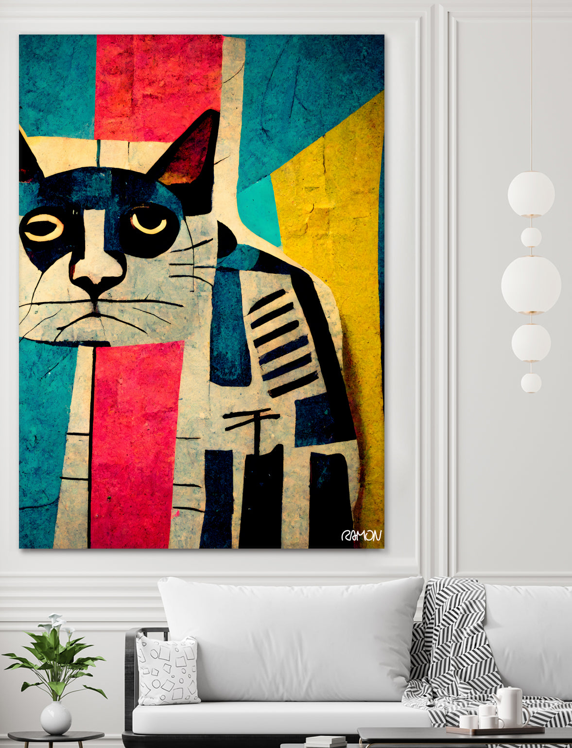 Abstract Art Cat by Ramon Souza on GIANT ART - white digital painting