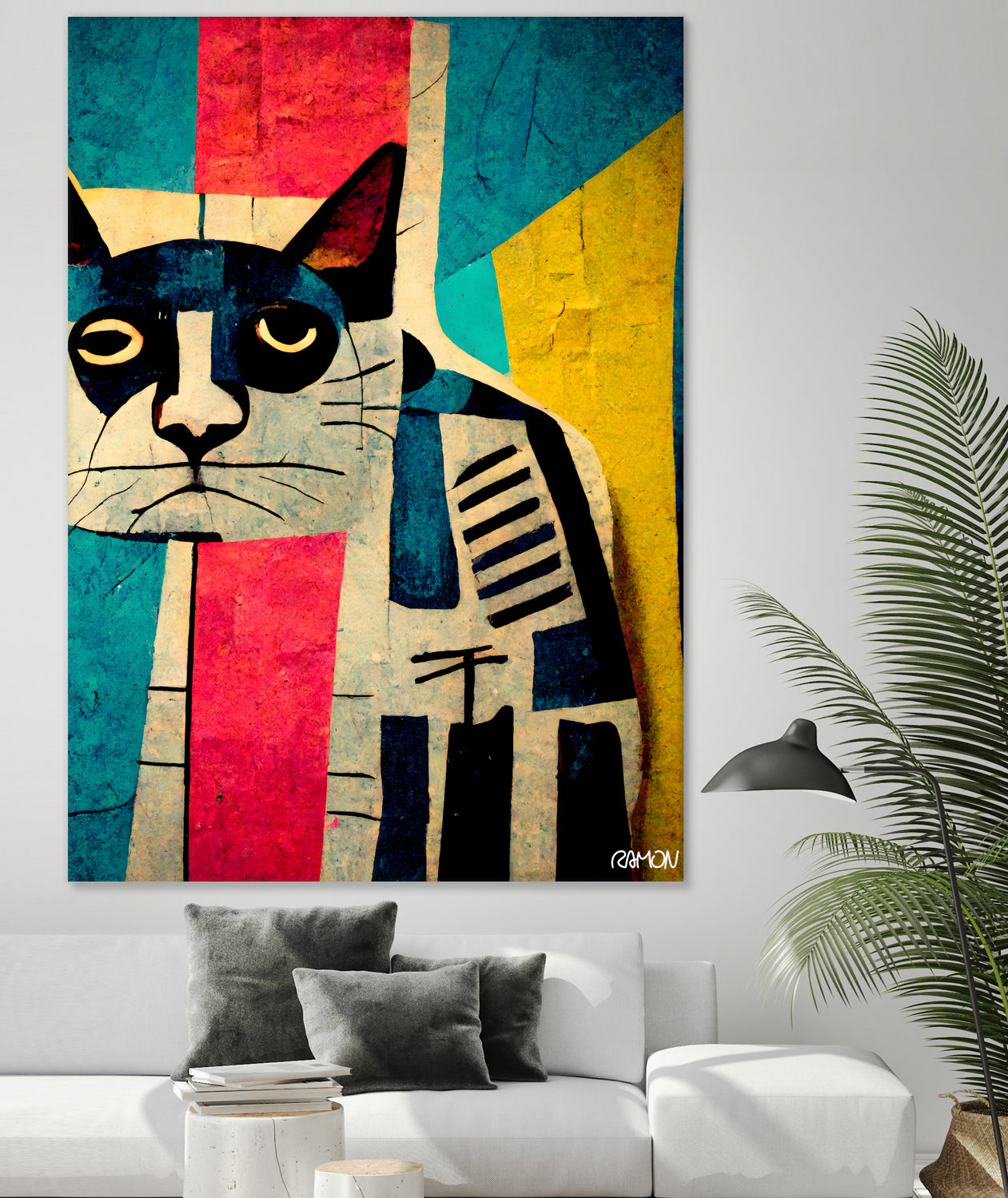 Abstract Art Cat by Ramon Souza on GIANT ART - white digital painting