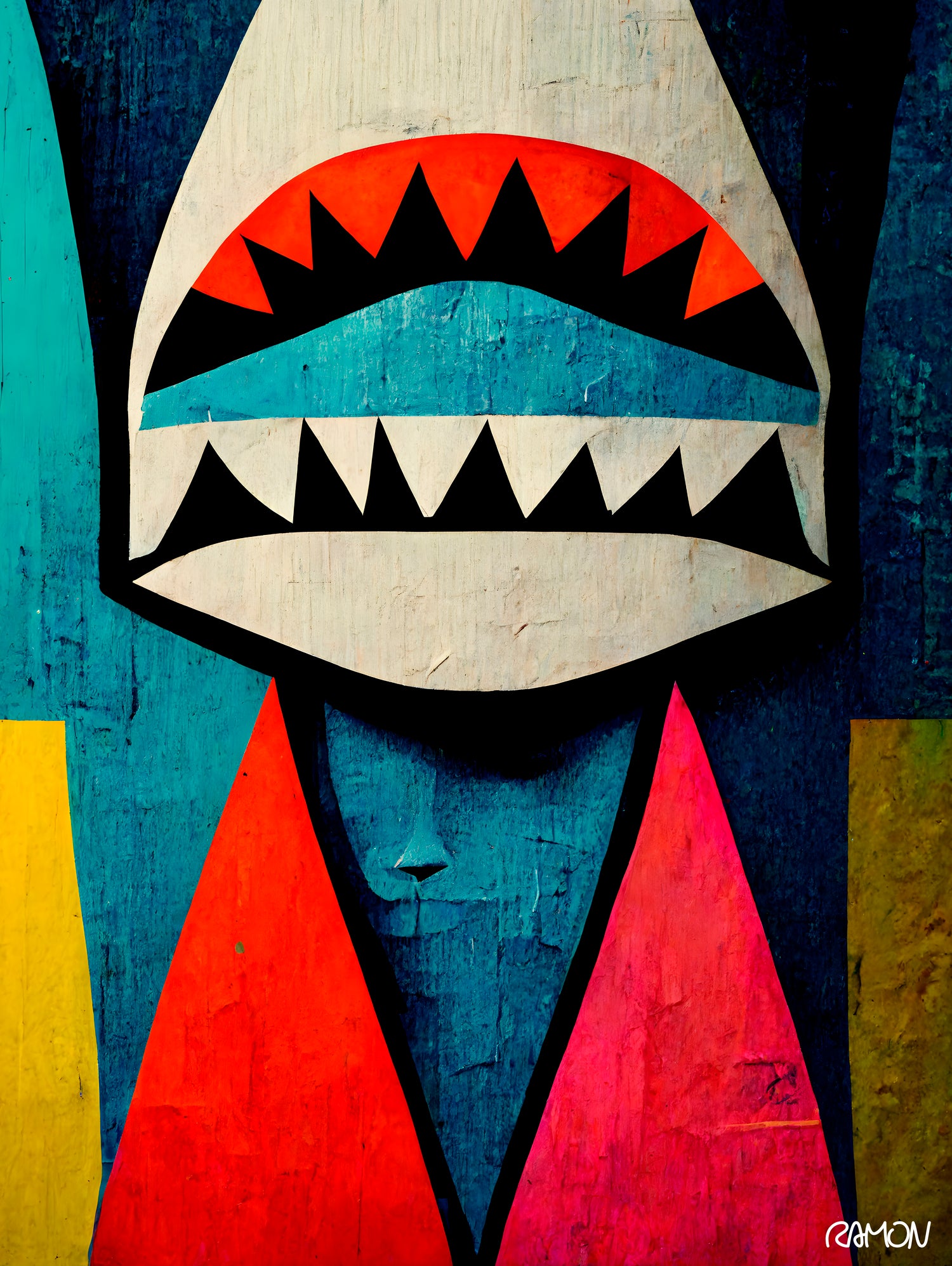 Caution Shark! by Ramon Souza on GIANT ART - blue digital painting