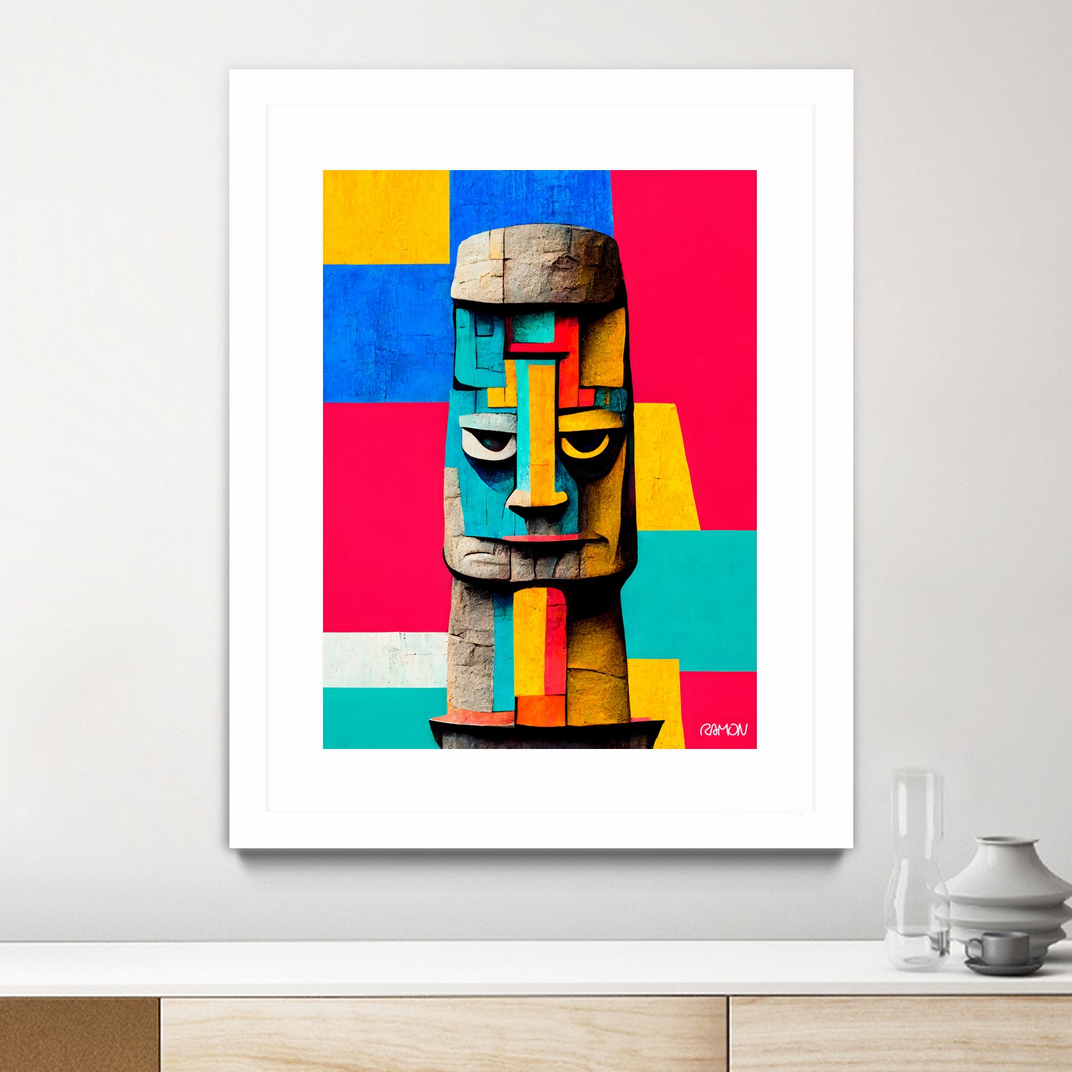 Moai Statue by Ramon Souza on GIANT ART - yellow digital painting