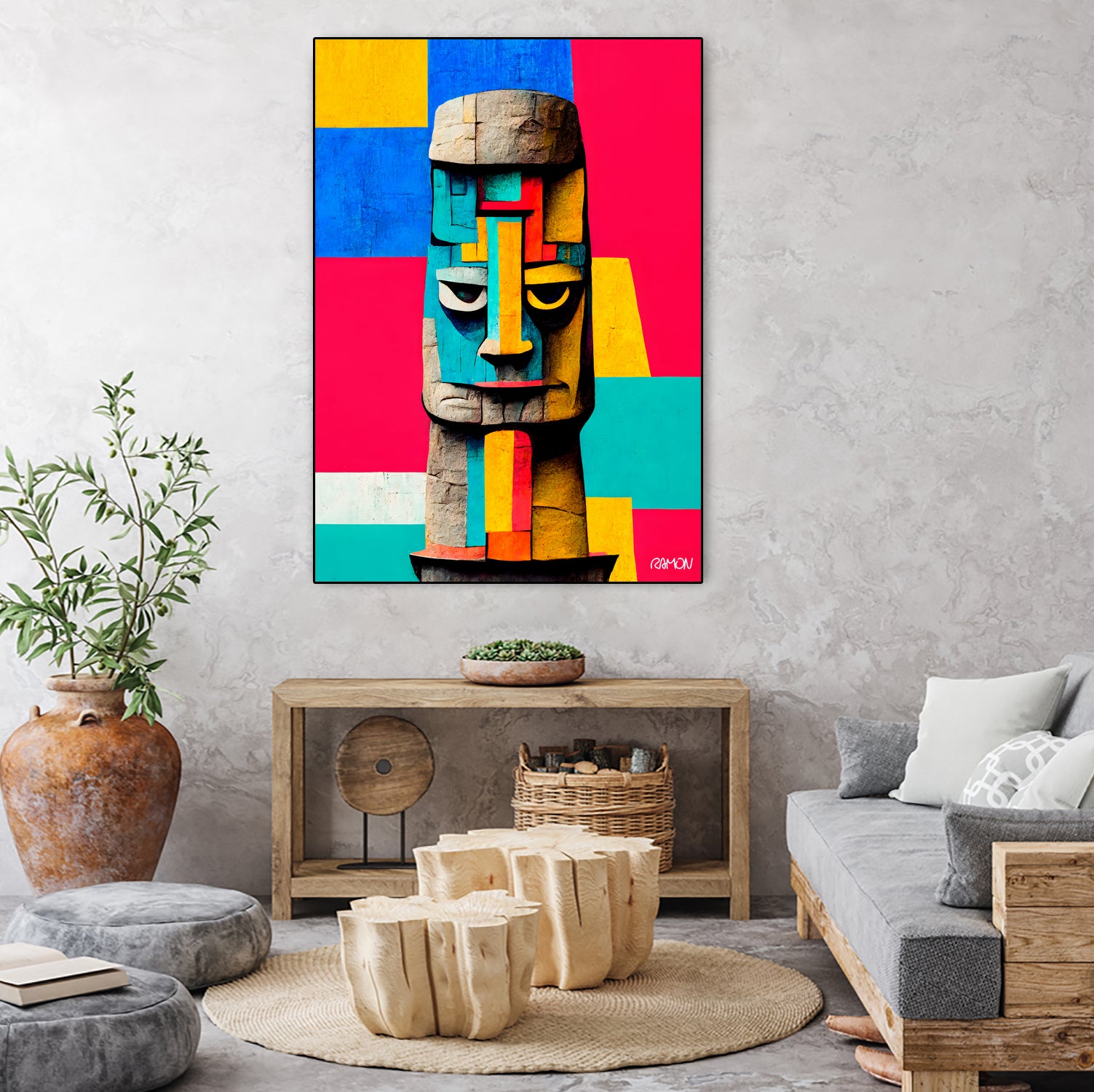 Moai Statue by Ramon Souza on GIANT ART - yellow digital painting