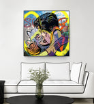 Kiss _Superheroes_Neon yellow_graffiti by TULIO ALMEIDA on GIANT ART - yellow digital painting