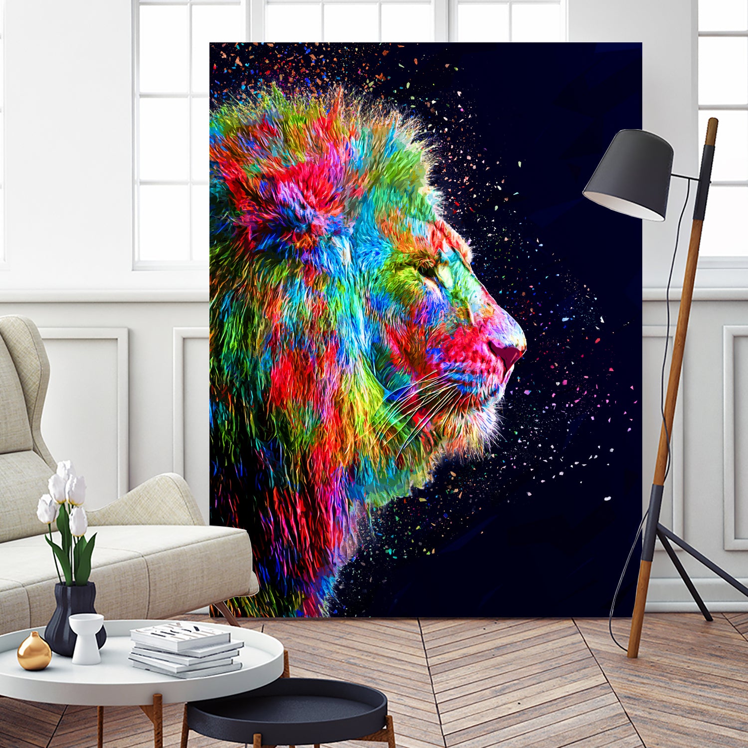 Colored Lion by Milos Karanovic on GIANT ART - black photo illustration