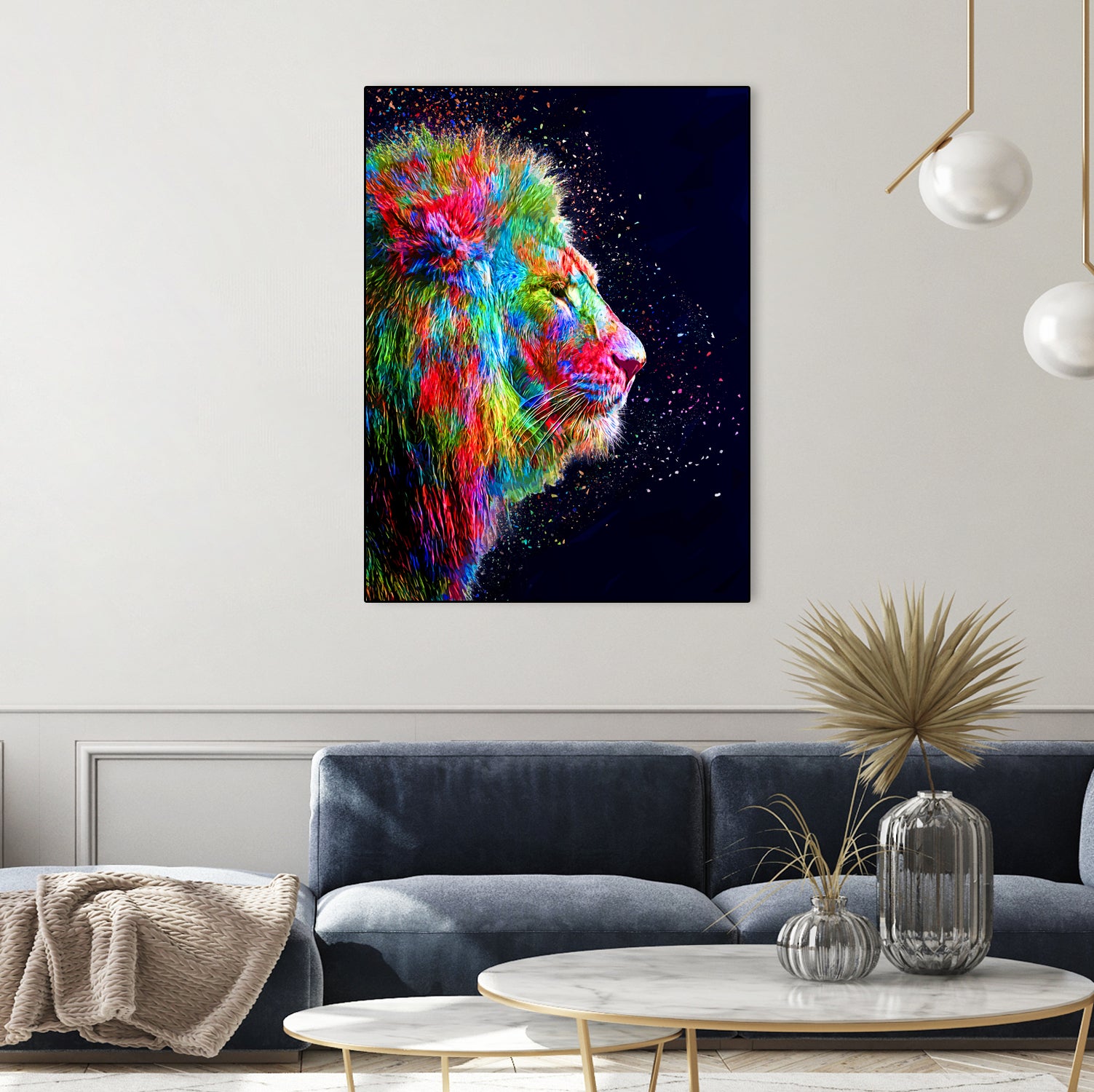 Colored Lion by Milos Karanovic on GIANT ART - black photo illustration