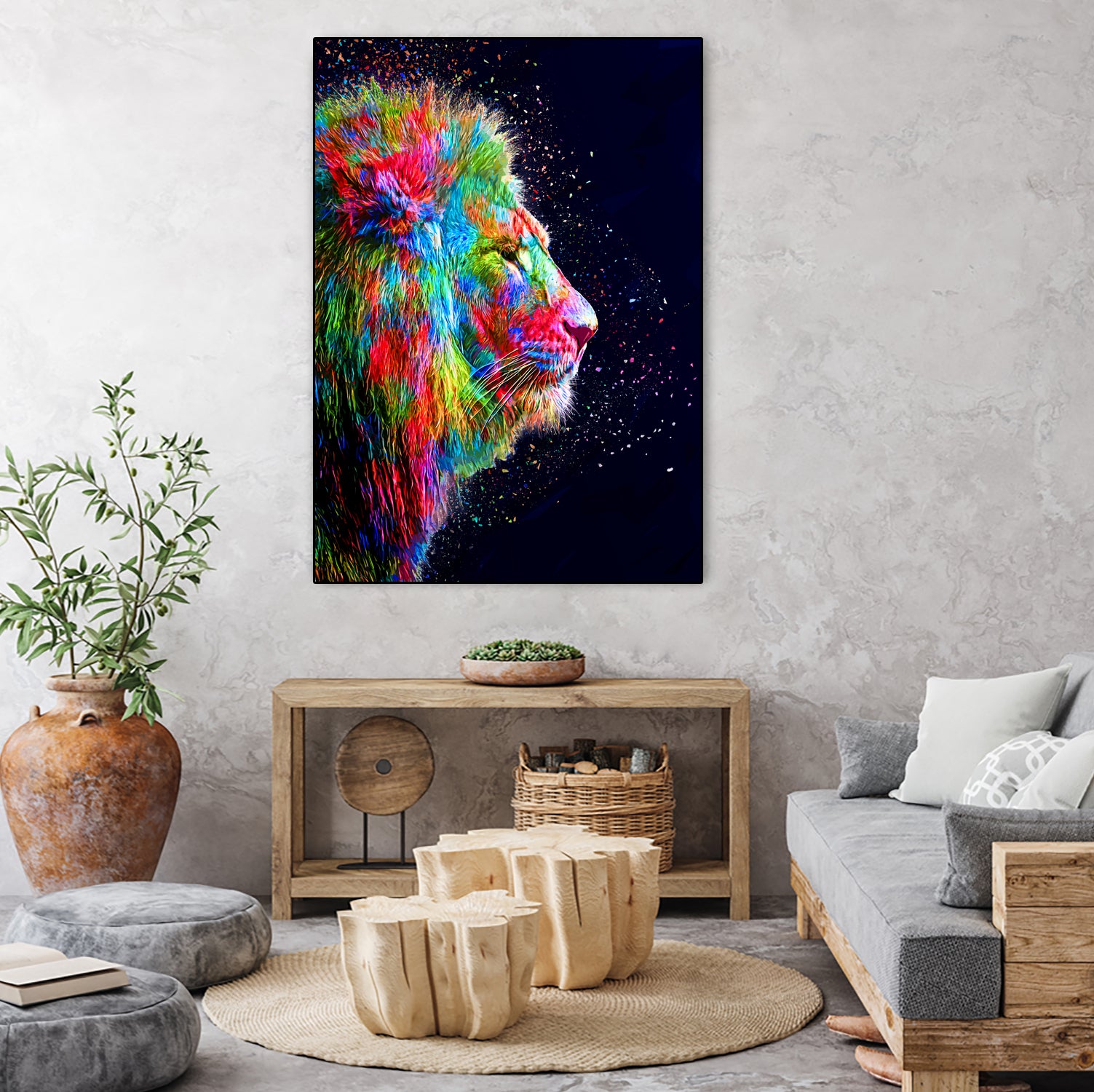 Colored Lion by Milos Karanovic on GIANT ART - black photo illustration