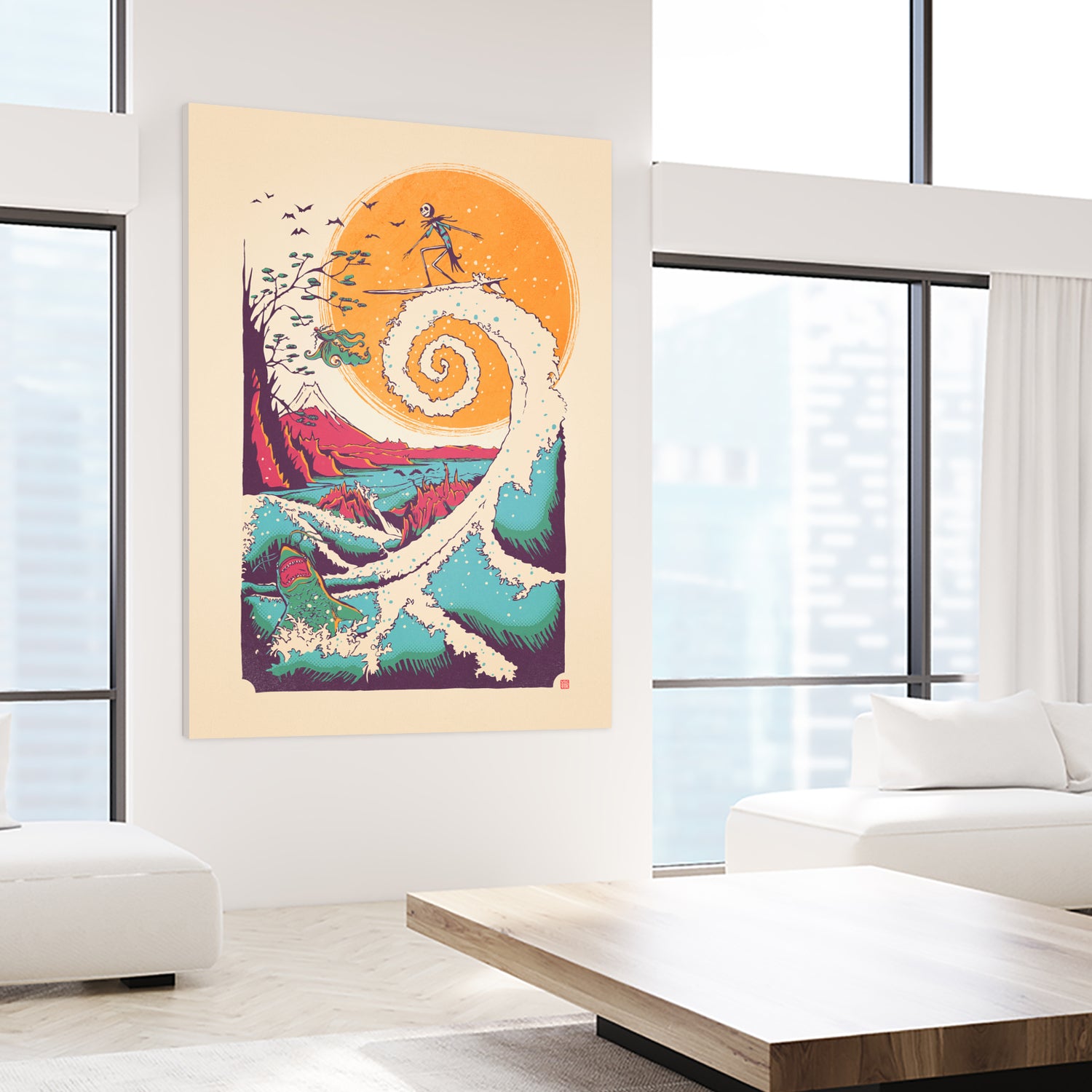 Surf Before Christmas by Victor Vercesi on GIANT ART - yellow digital drawing