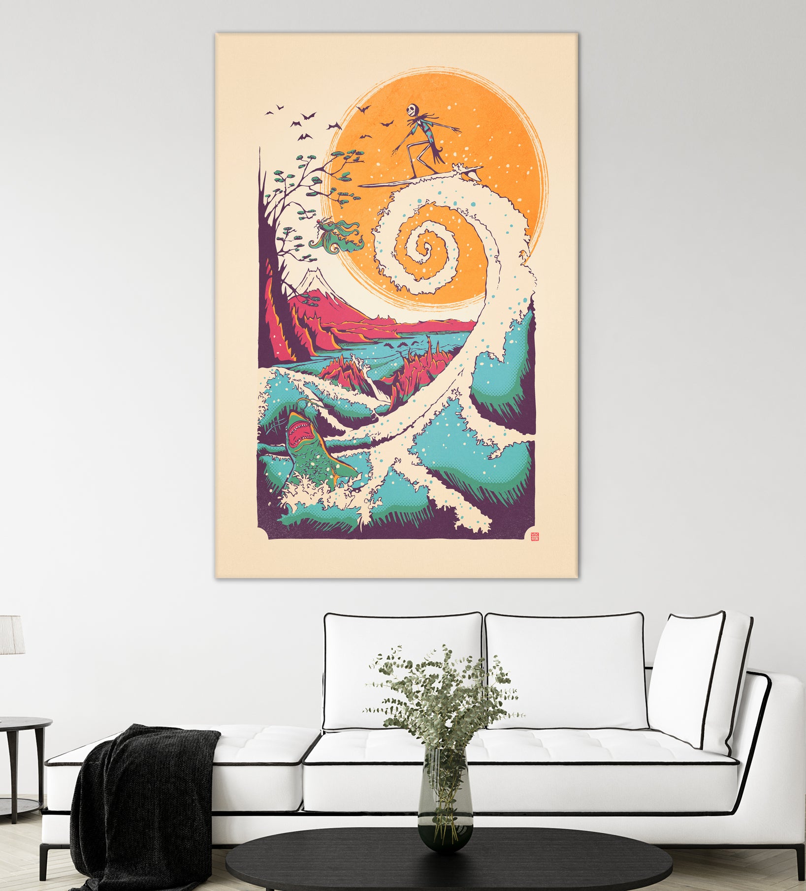 Surf Before Christmas by Victor Vercesi on GIANT ART - yellow digital drawing