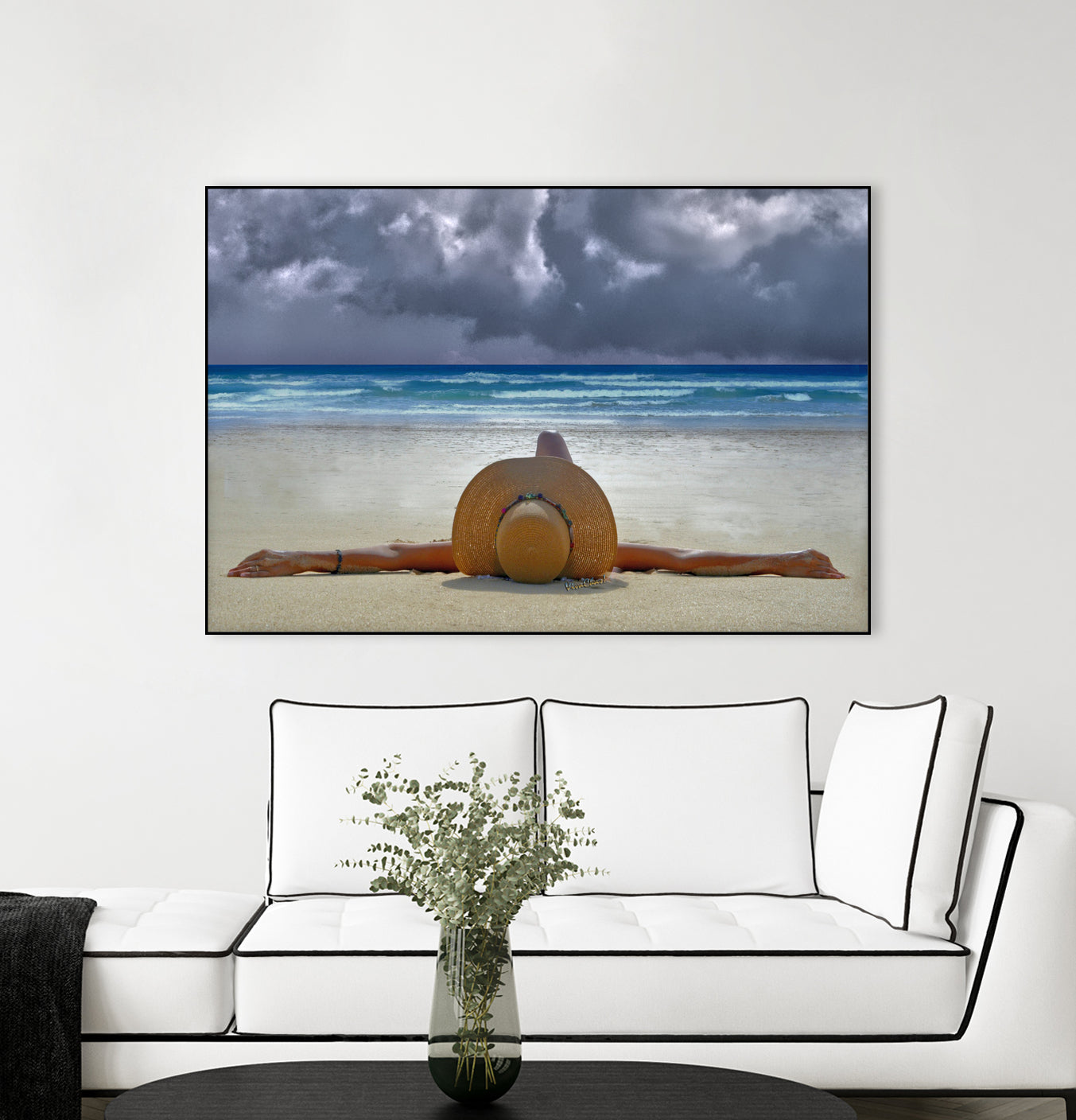 The Internationally Recognized Opinionist On the Beach by charles sinklier on GIANT ART - blue photo illustration