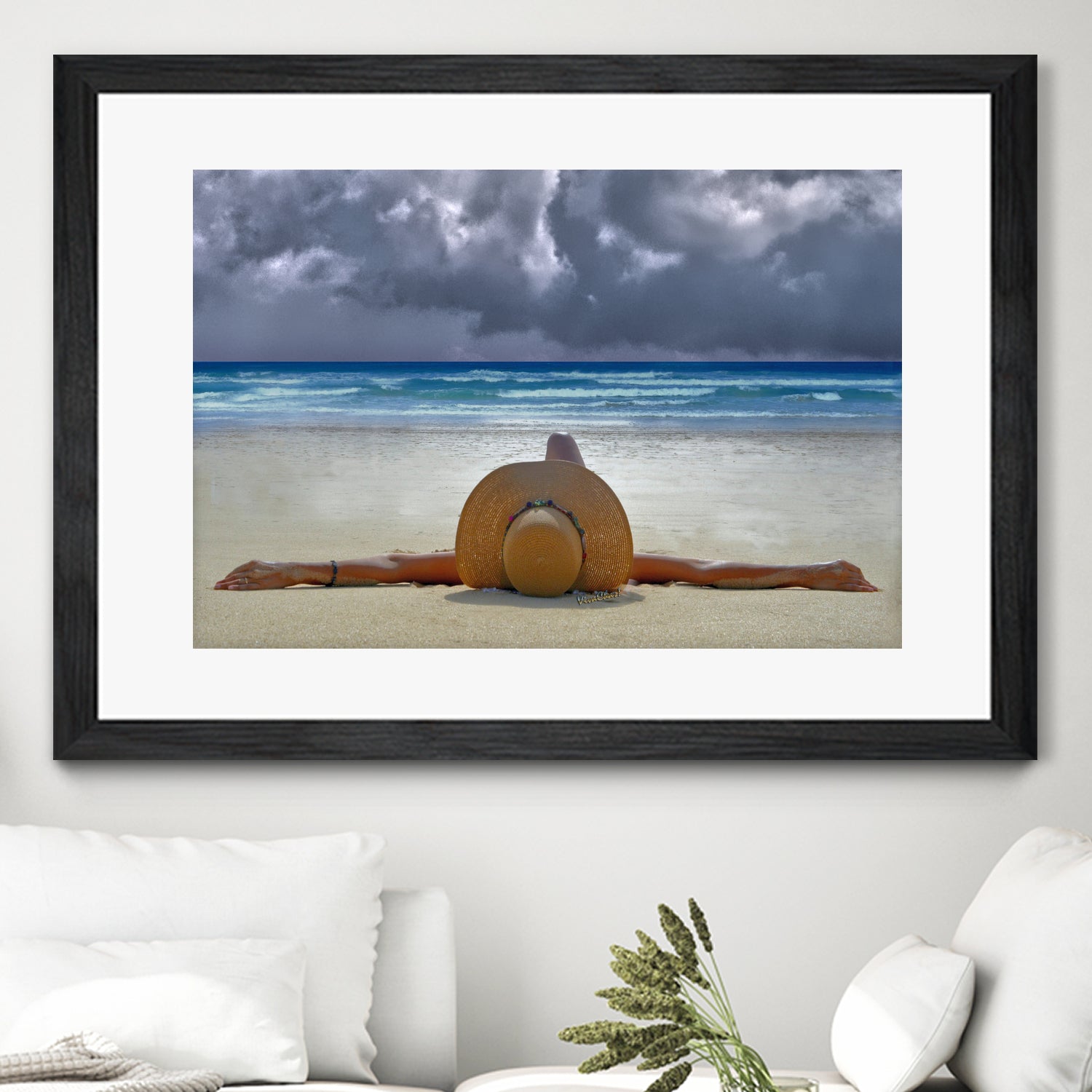 The Internationally Recognized Opinionist On the Beach by charles sinklier on GIANT ART - blue photo illustration