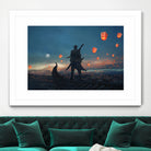 Sky Lanterns by Ling Wang on GIANT ART - blue digital painting