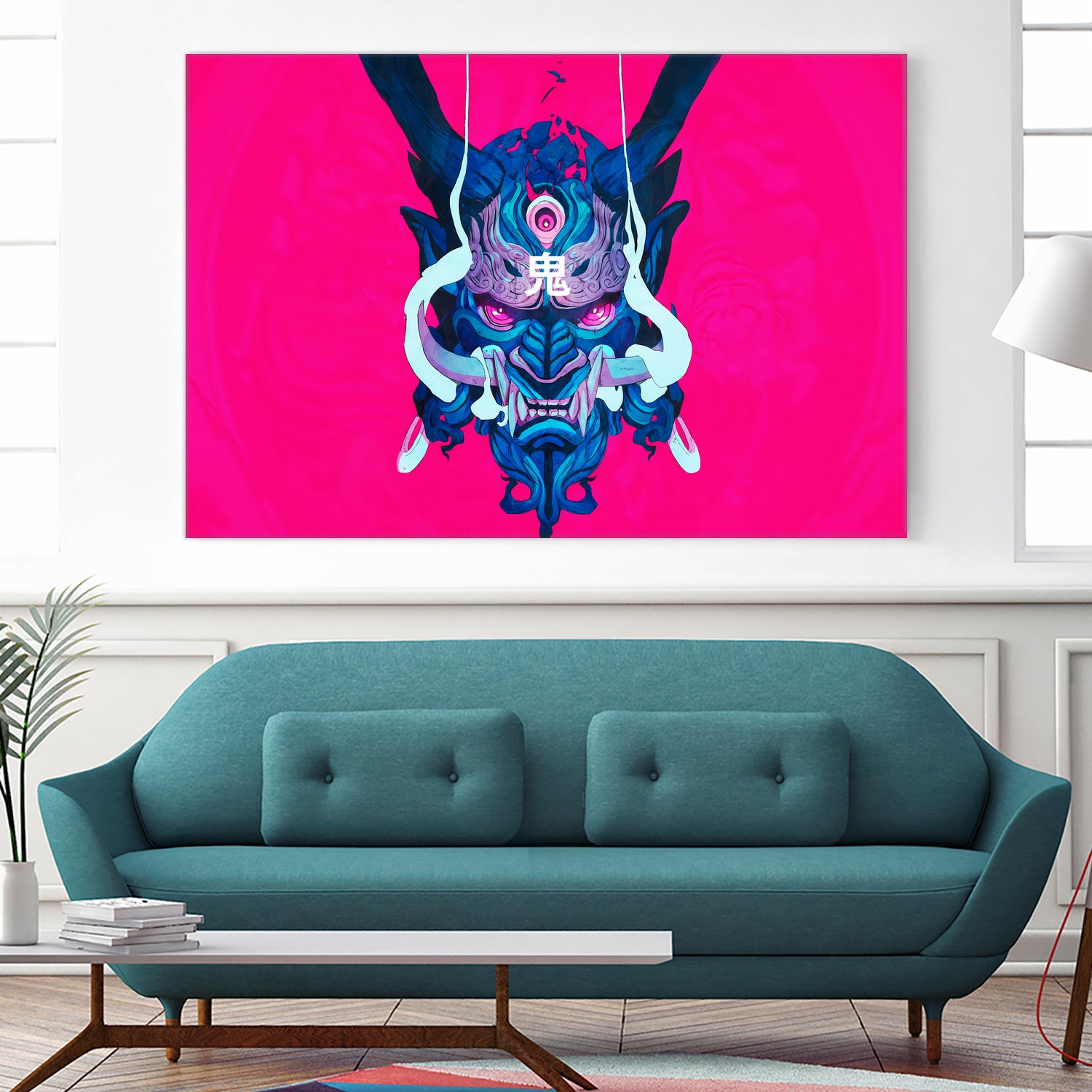 Oni Demon Mask Samurai by Edo Agus Setiawan on GIANT ART - pink photo illustration