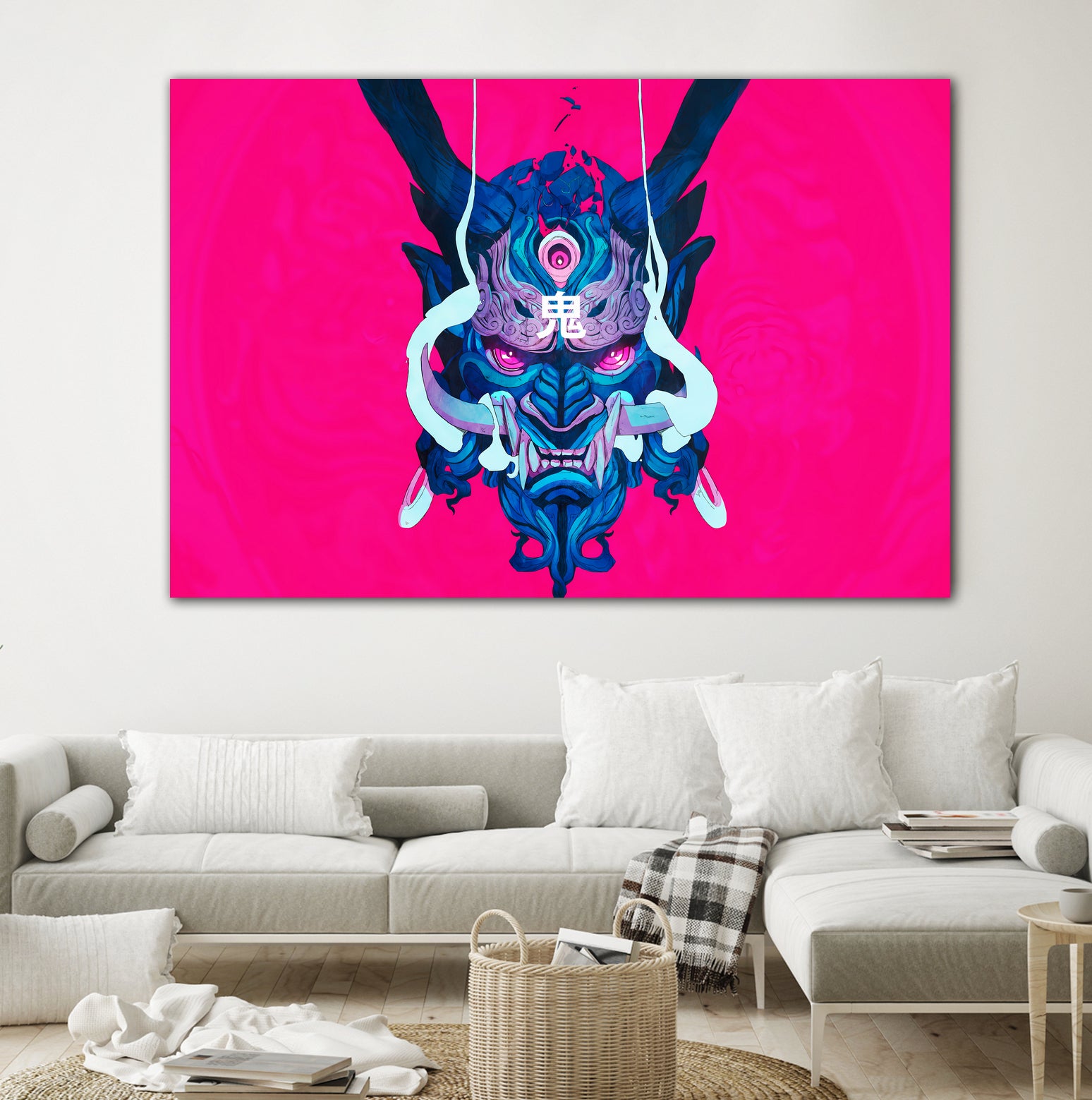 Oni Demon Mask Samurai by Edo Agus Setiawan on GIANT ART - pink photo illustration