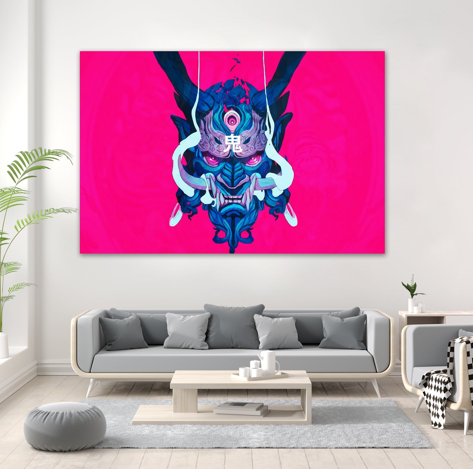 Oni Demon Mask Samurai by Edo Agus Setiawan on GIANT ART - pink photo illustration